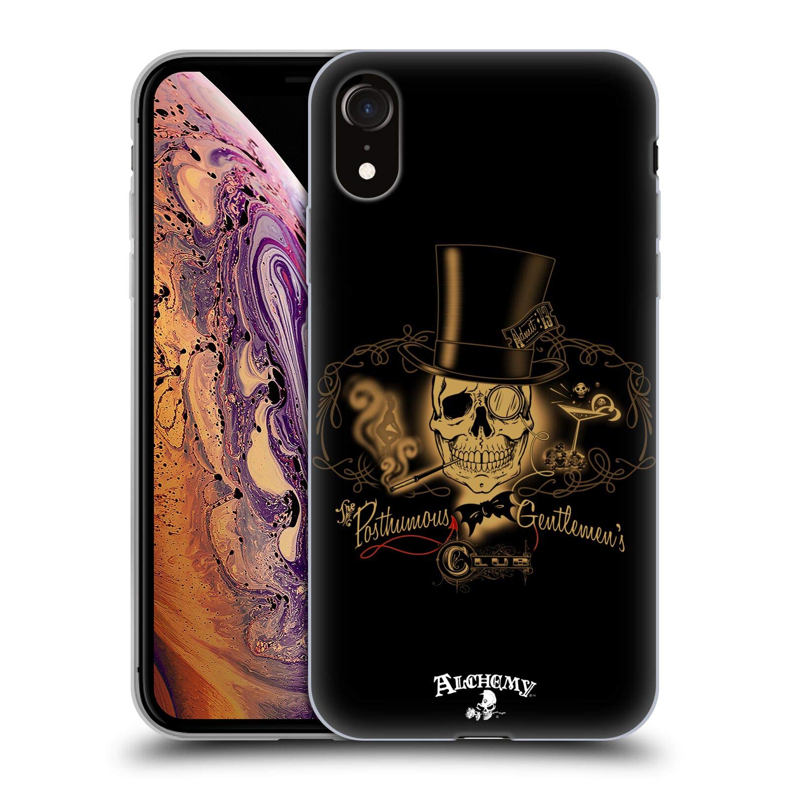 Officially Licensed Alchemy Gothic Gentlemens Club Skull Soft Gel Case for Apple iPhone XR - Gothic Style Phone Cover with Shock Absorption - Perfect for Nightclubs, Concerts & Alternative Fashion Lovers