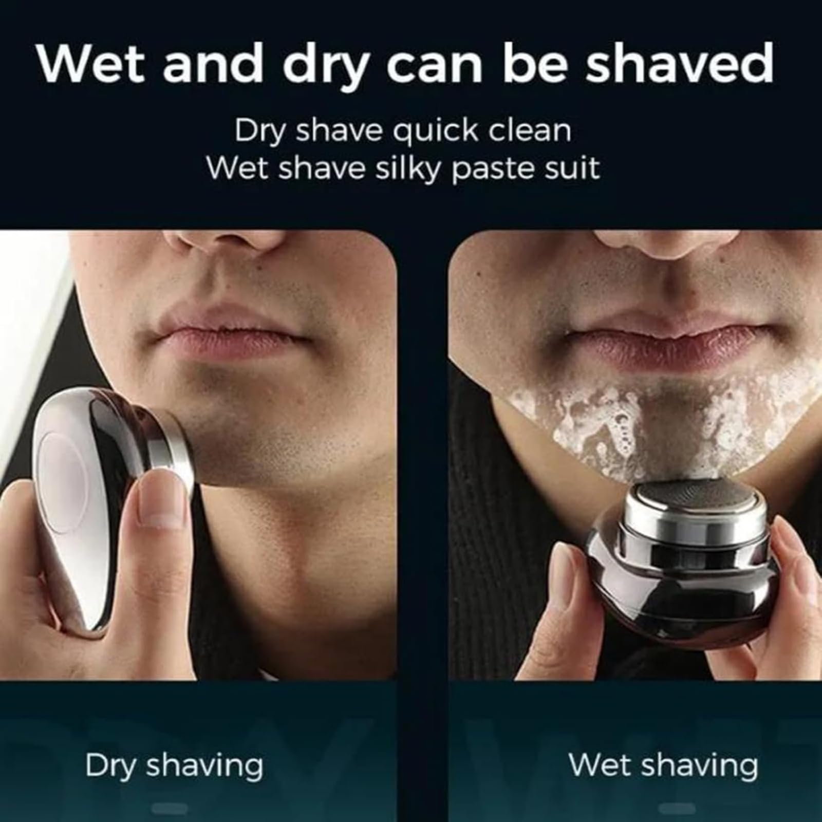 Berbiget Electric Shaver for Men - Mini Waterproof Wet/Dry Shaver, Portable Pocket Size Travel Razor, Rechargeable & Washable - Perfect for Home, Gym & Travel (Blue)