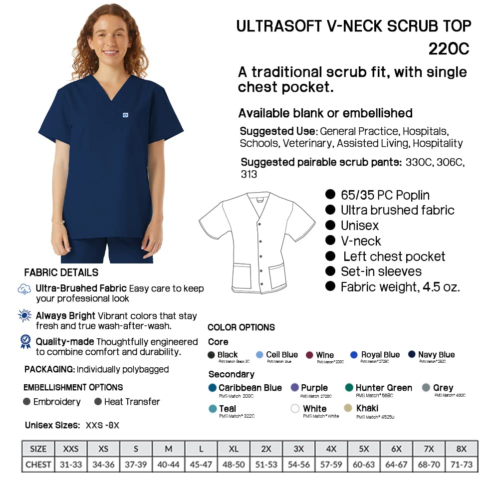 Unisex V-Neck Scrub Top for Doctors & Nurses - Comfortable Medical Workwear for Hospital, Lab & Yoga - Ideal for Healthcare Professionals & Medical Students