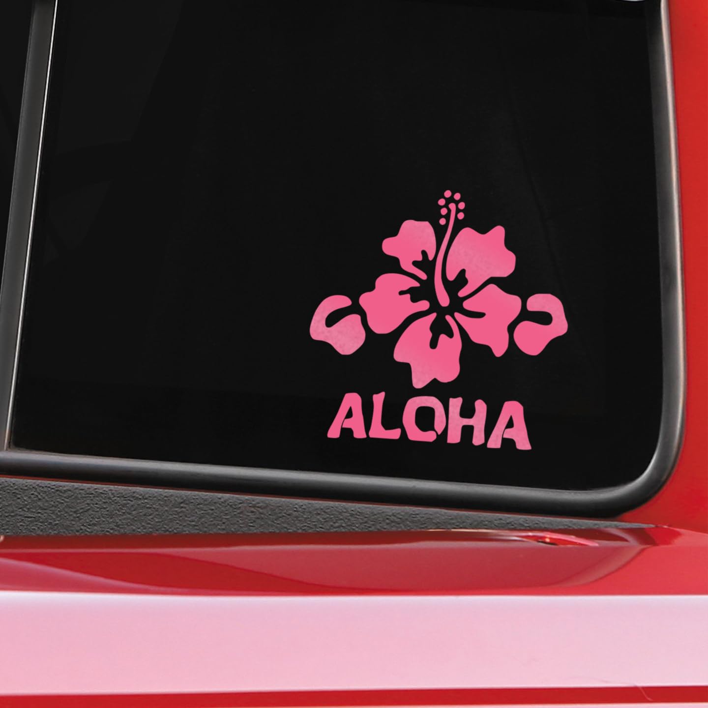 Aloha Hibiscus Flower Vinyl Decal Sticker - 5.5 Inch Pink Hawaiian Tropical Sticker for Cars, Trucks, Vans, Walls, Laptops, Water Bottles - Perfect for Beach Themed Decor, Summer Parties & Tropical DIY Projects