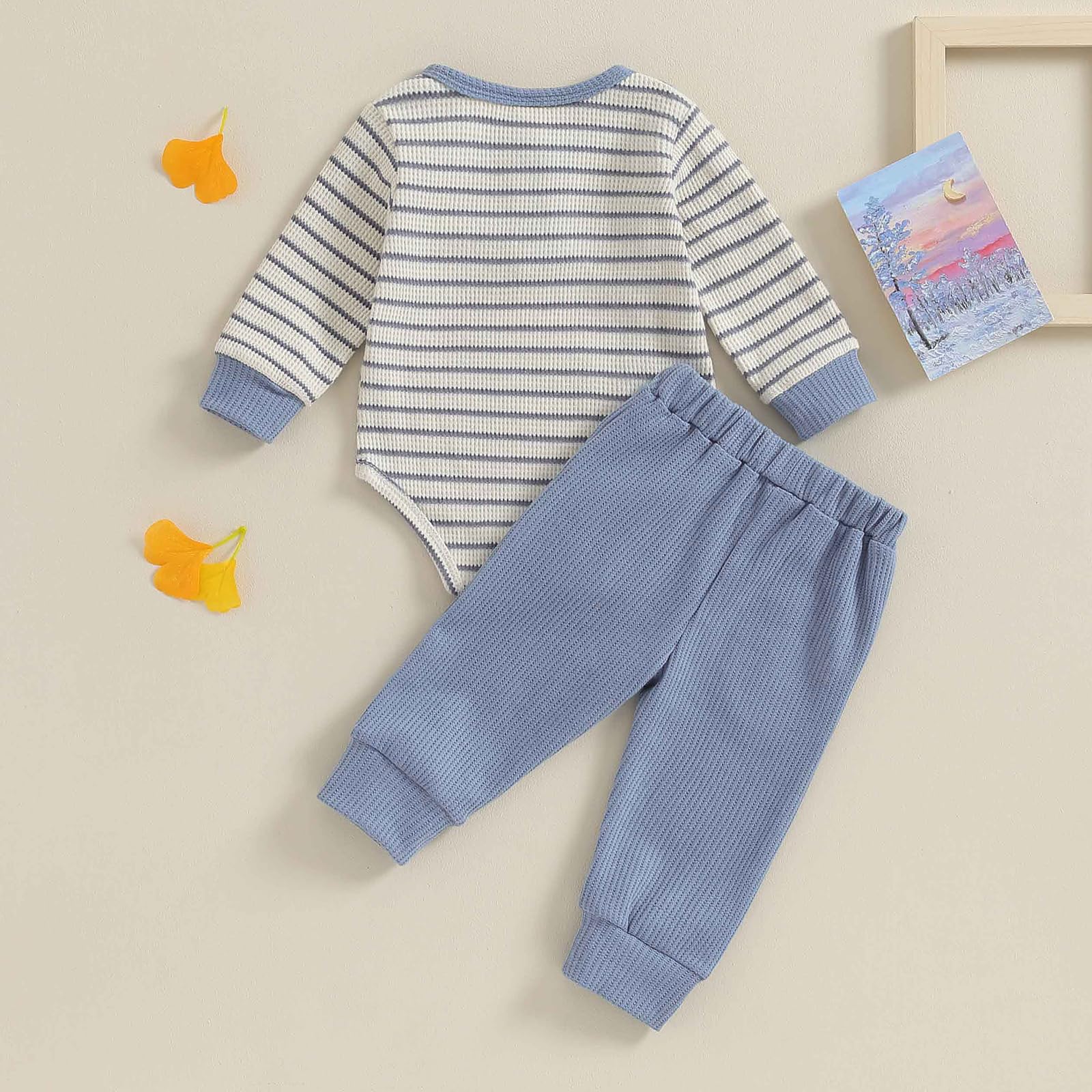 Ledy Champswiin Baby Boy Cotton Waffle Romper & Pant Set - Soft Newborn Outfits for 0-18 Months - Perfect for Playtime, Photos & Everyday Comfort