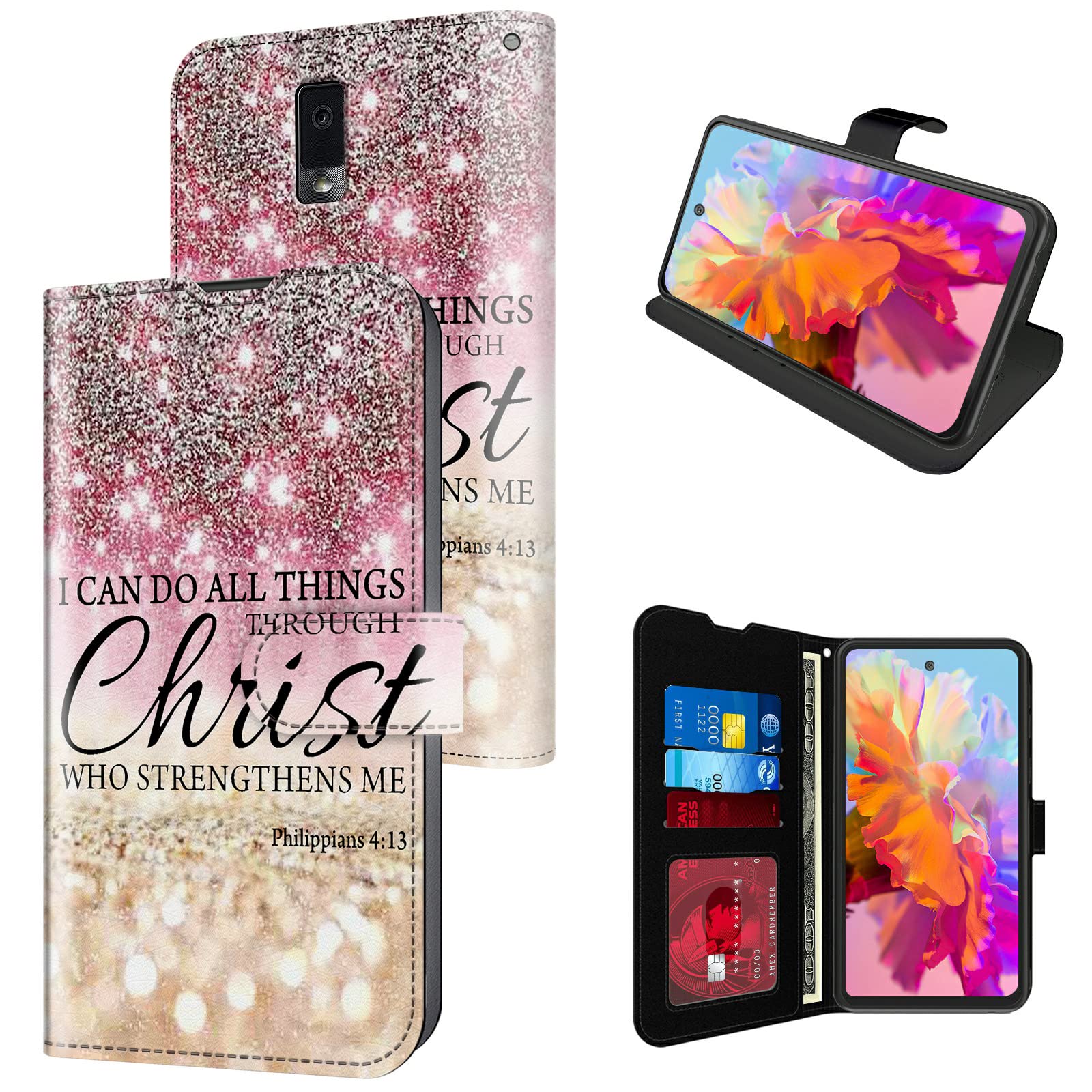 BLU View 3 Wallet Case with Card Holder & Kickstand - Magnetic Flip Cover for Men & Women - Perfect for Daily Use & Travel