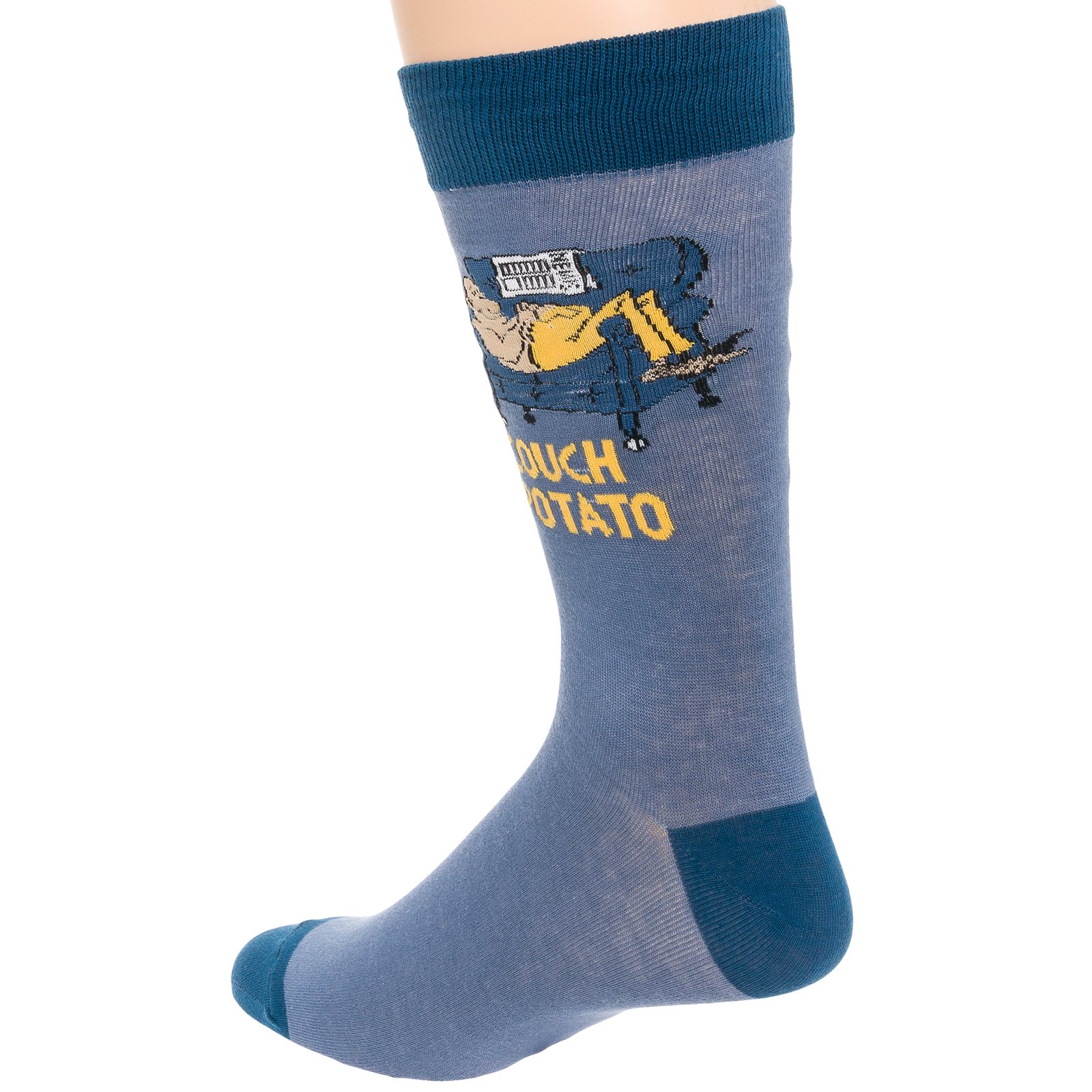 Men's Printed Cotton Casual Socks - Funny Couch Potato Design - Size 10-13 - Comfortable Everyday Wear for Home, Lounge & Gifts