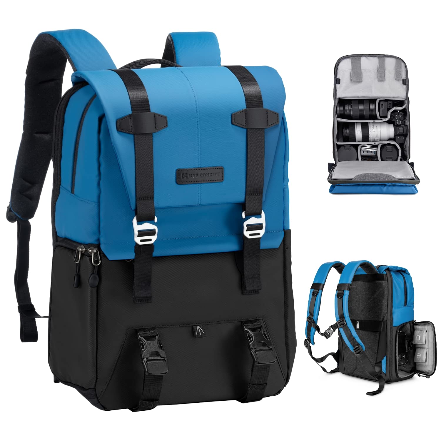 K&F Concept Professional Camera Backpack 20L - Waterproof DSLR/SLR/Mirrorless Camera Bag with Rain Cover, Large Capacity Photography Backpack Fits 15-15.6 Inch Laptop - Compatible with Canon, Nikon, Sony & DJI Mavic Drone Gear - Perfect for Travel, Hiking & Outdoor Photography