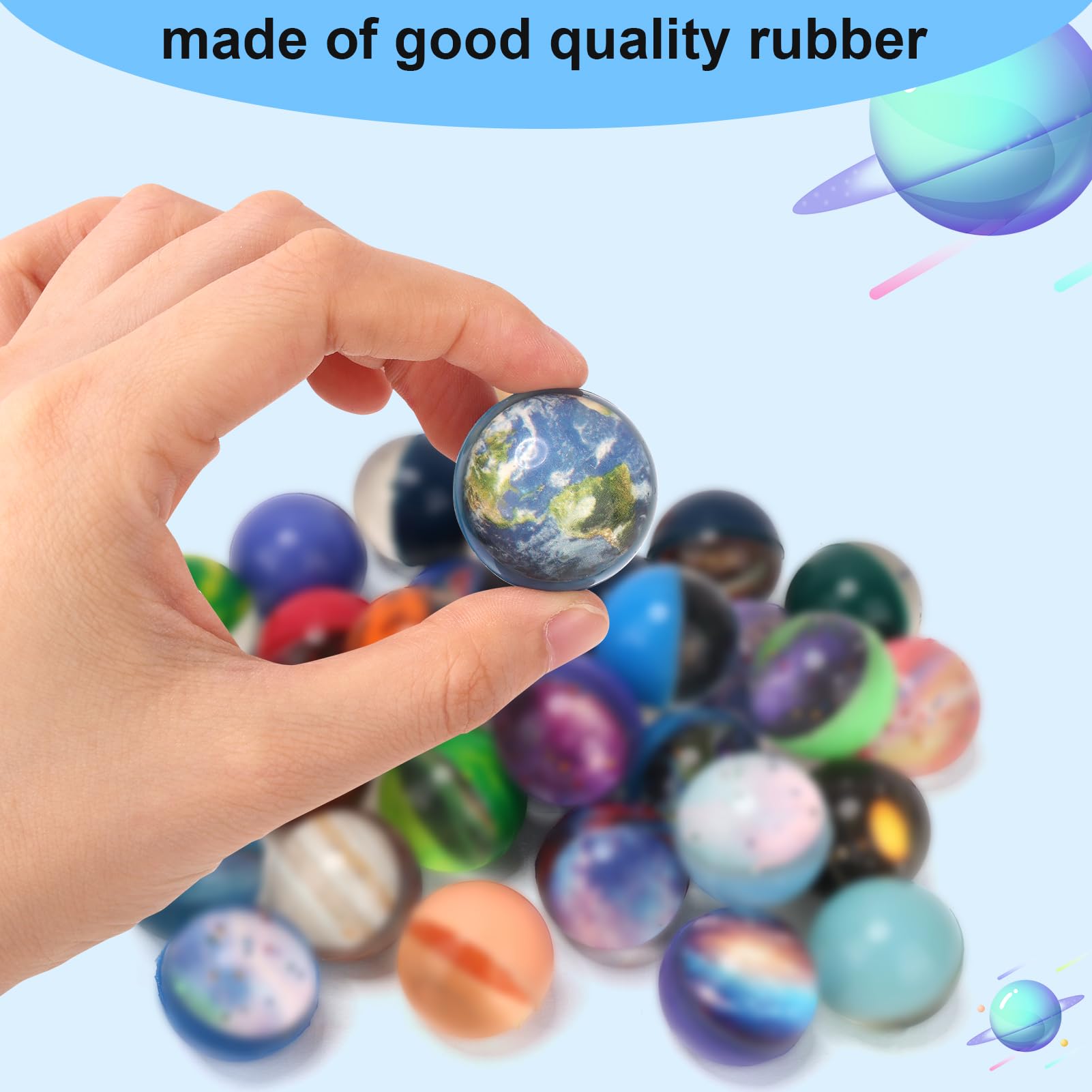 30PCS Galaxy Bouncy Balls Bulk - 32mm Space Themed Rubber Balls for Kids Party Favors, Birthday Goodie Bags, Christmas Stocking Stuffers & Classroom Rewards - Fun Space Toys for Boys & Girls (30 Styles)