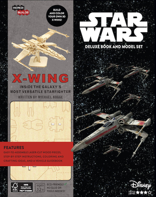 IncrediBuilds Star Wars X Wing Deluxe Book and Model Kit - DIY 3D Wooden Puzzle for Kids & Adults, Perfect for Star Wars Fans, Collectors & STEM Learning Activities