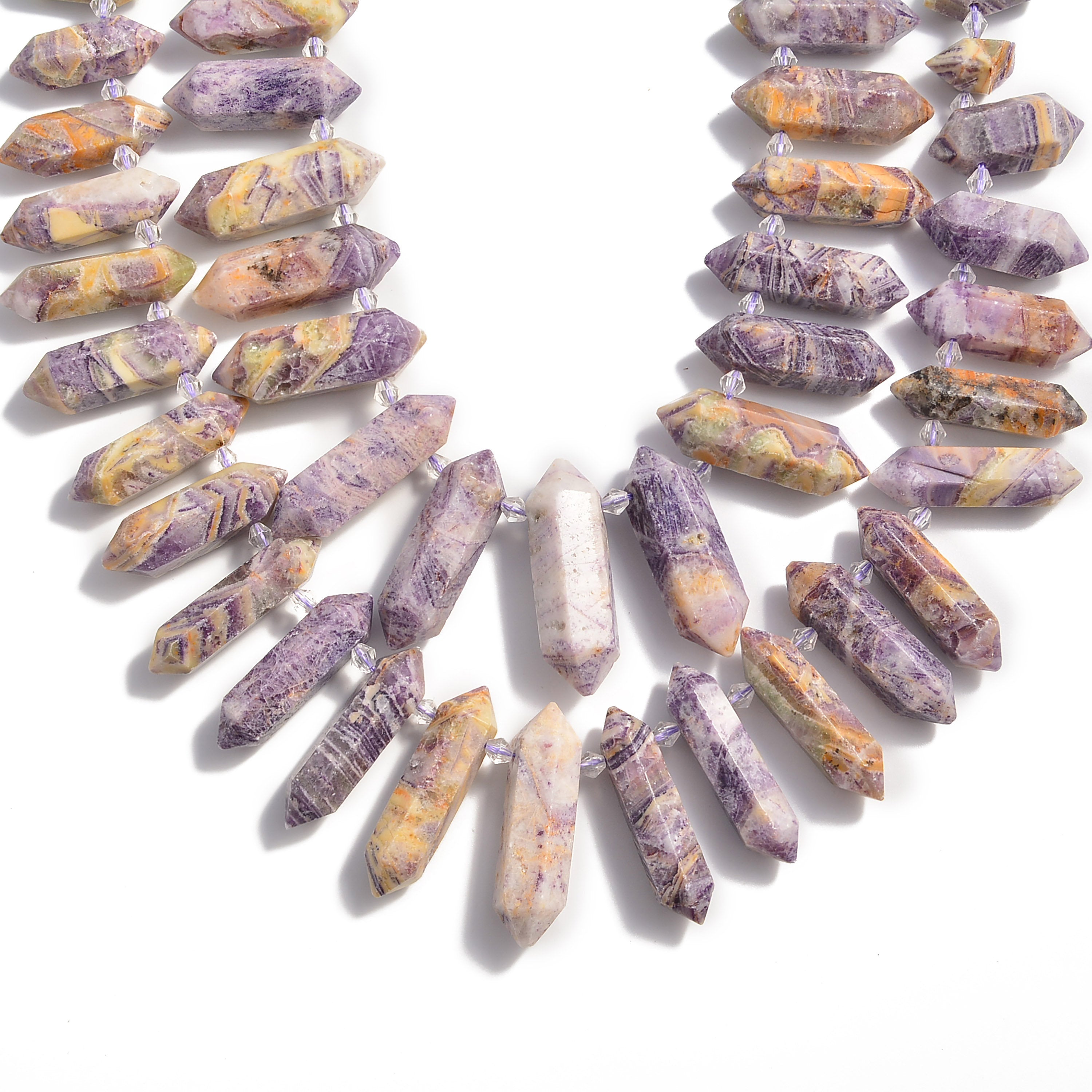 Chinese Charoite Graduated Faceted Drill Beads 35-42mm 15.5 Inch Strand for Jewelry Making & DIY Crafts - Perfect for Necklaces, Bracelets, and Earrings
