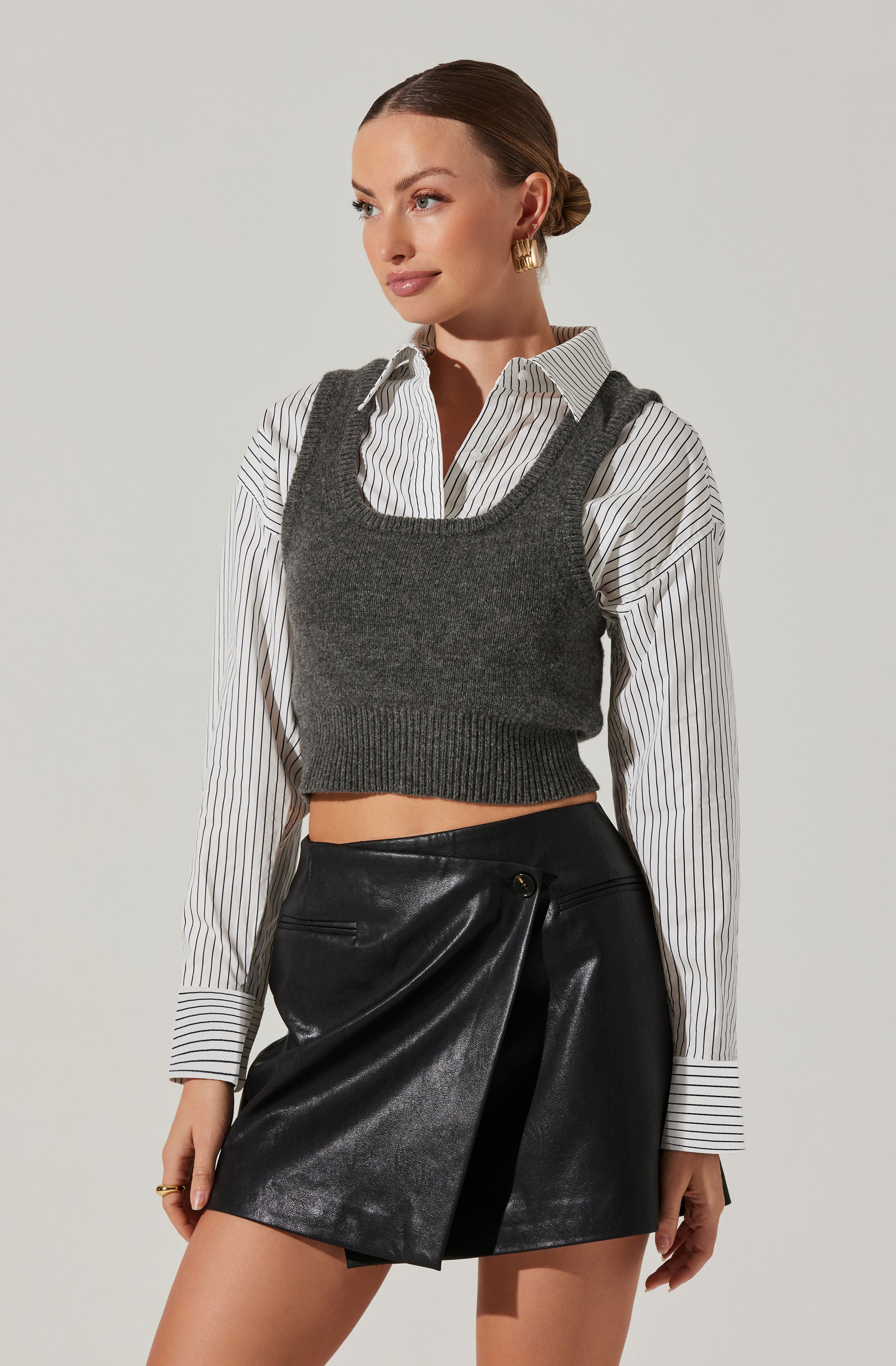 Guinevere Layered Sweater Vest Top for Women - Stylish Knit Cardigan with Open Front - Perfect for Fall Outfits, Office Wear & Casual Chic Looks