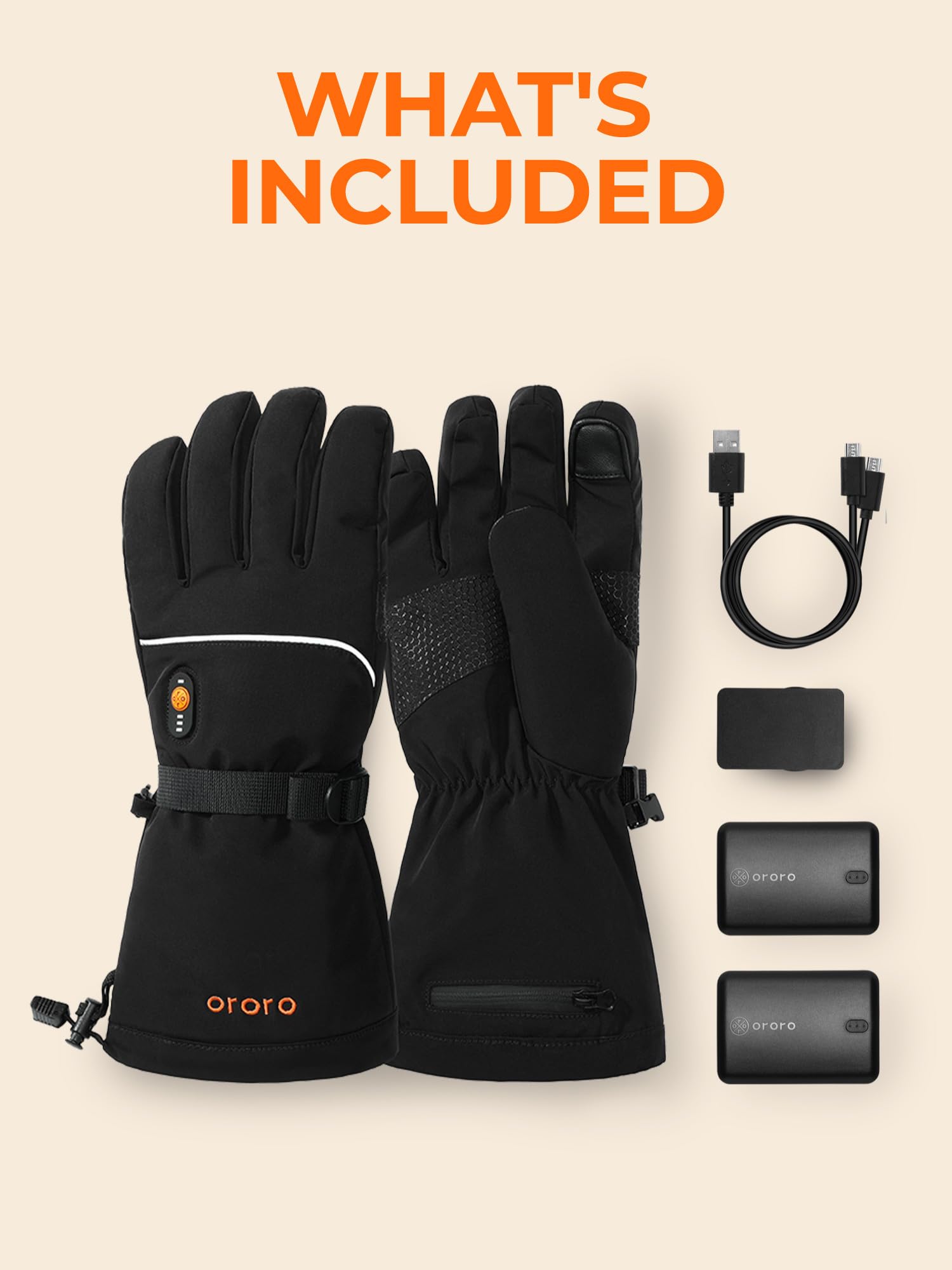 ORORO Rechargeable Heated Gloves for Men & Women - Winter Motorcycle Riding & Skiing Gloves - USB Powered Warm Gloves for Cold Weather Activities (Charger Not Included) - Perfect for Snowboarding, Hiking & Outdoor Winter Sports
