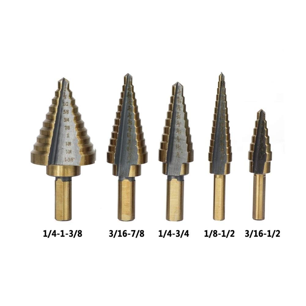 High-Speed Steel Step Drill Bit Set - Cobalt Coated Step Drill Bits for Metal, Wood, and Plastic - Multi-Purpose Hole Milling Core Drill Kit (Black, 1 Box) - Perfect for DIY Projects, Metalworking, and Home Renovations