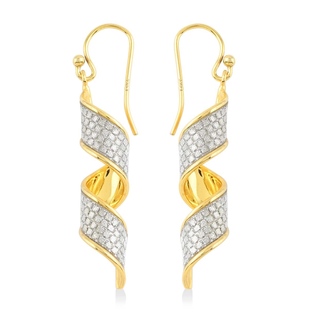 925 Sterling Silver 14K Yellow Rose Gold Plated Linear Drop Dangle Earrings for Women | Elegant Swirl Design | Perfect Gift for Birthday, Anniversary & Special Occasions | Everyday Wear & Evening Party Jewelry
