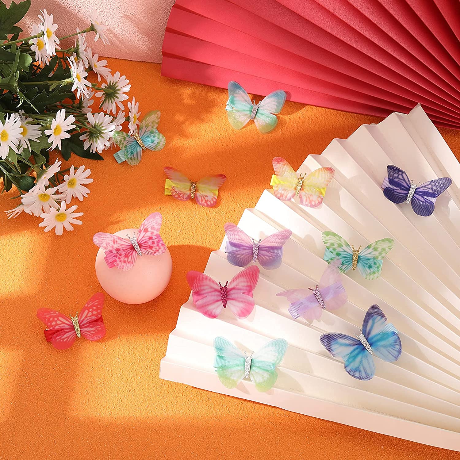 WHISKET Small Acrylic Hair Claw Clips for Women & Girls - Marble Design Non-Slip Grip Hair Clips, Plastic Hair Jaw Clamps (Butterfly Style, 6-Pack) - Perfect for School, Work, Parties & Everyday Hairstyles