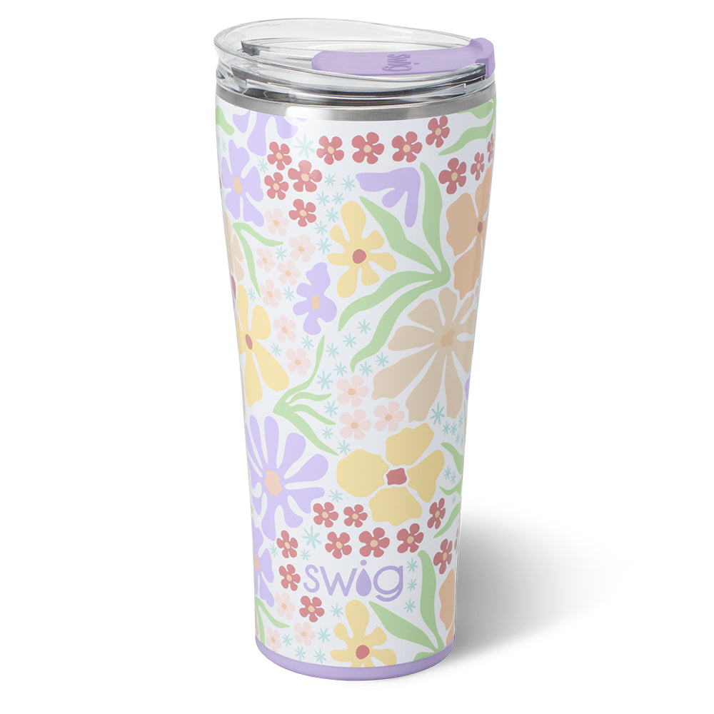 32oz Insulated Stainless Steel Tumbler with Lid - Leakproof Fresh Cut Design - Perfect for Iced Coffee, Smoothies & Cold Drinks On-The-Go