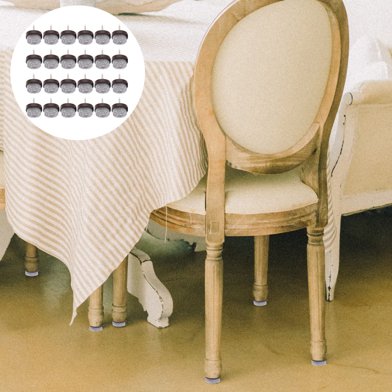 VILLCASE 60-Piece Anti-Slip Furniture Pads - Round Felt Nail Protectors for Noise Reduction & Floor Protection | Easy to Install Felt Pads for Chairs, Tables & Furniture | Home & Office Use