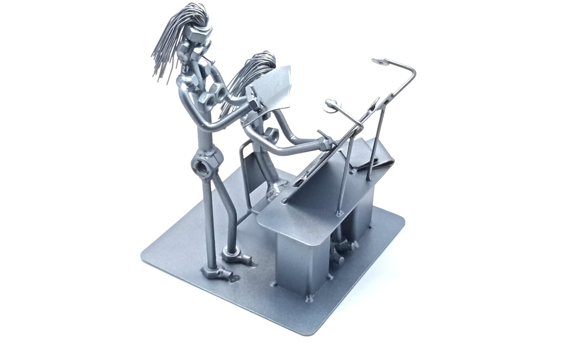 Women Engineer Nuts and Bolt Sculpture - Unique Graduation Gift for Engineers | Funny Scrap Metal Art for Engineering Students | Perfect Office Desk Decor & STEM Gift Idea