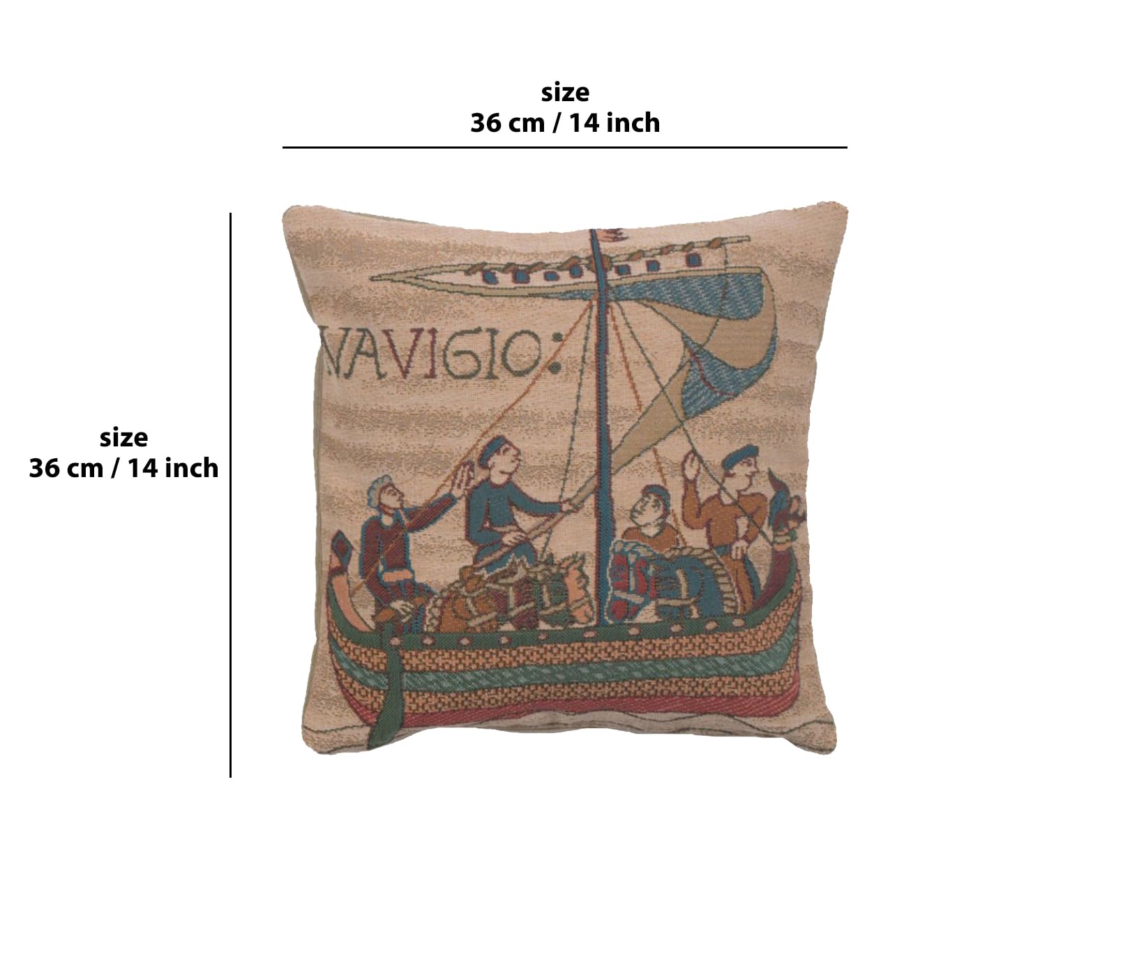 Bayeux Decorative Pillow Covers 14x14 Inch - Boho Throw Pillow Covers for Living Room & Bedroom - French Country Tapestry Couch Pillows - Soft Cotton Jacquard Woven Home Decor - Perfect for Sofa, Chair and Bed Accents