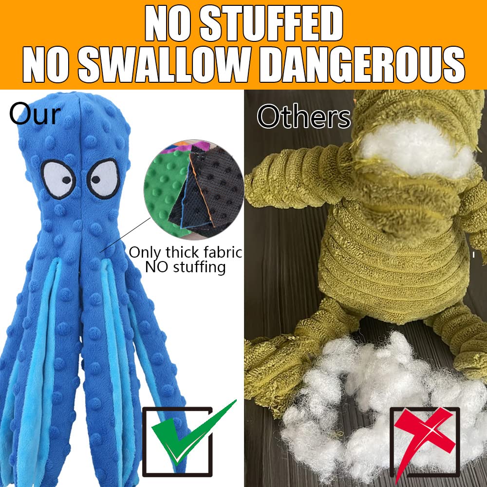**Durable Squeaky Octopus Dog Toy - Soft Plush Chew-Proof Puppy Toy for Small & Medium Dogs - Blue Interactive Play for Boredom Relief & Training**