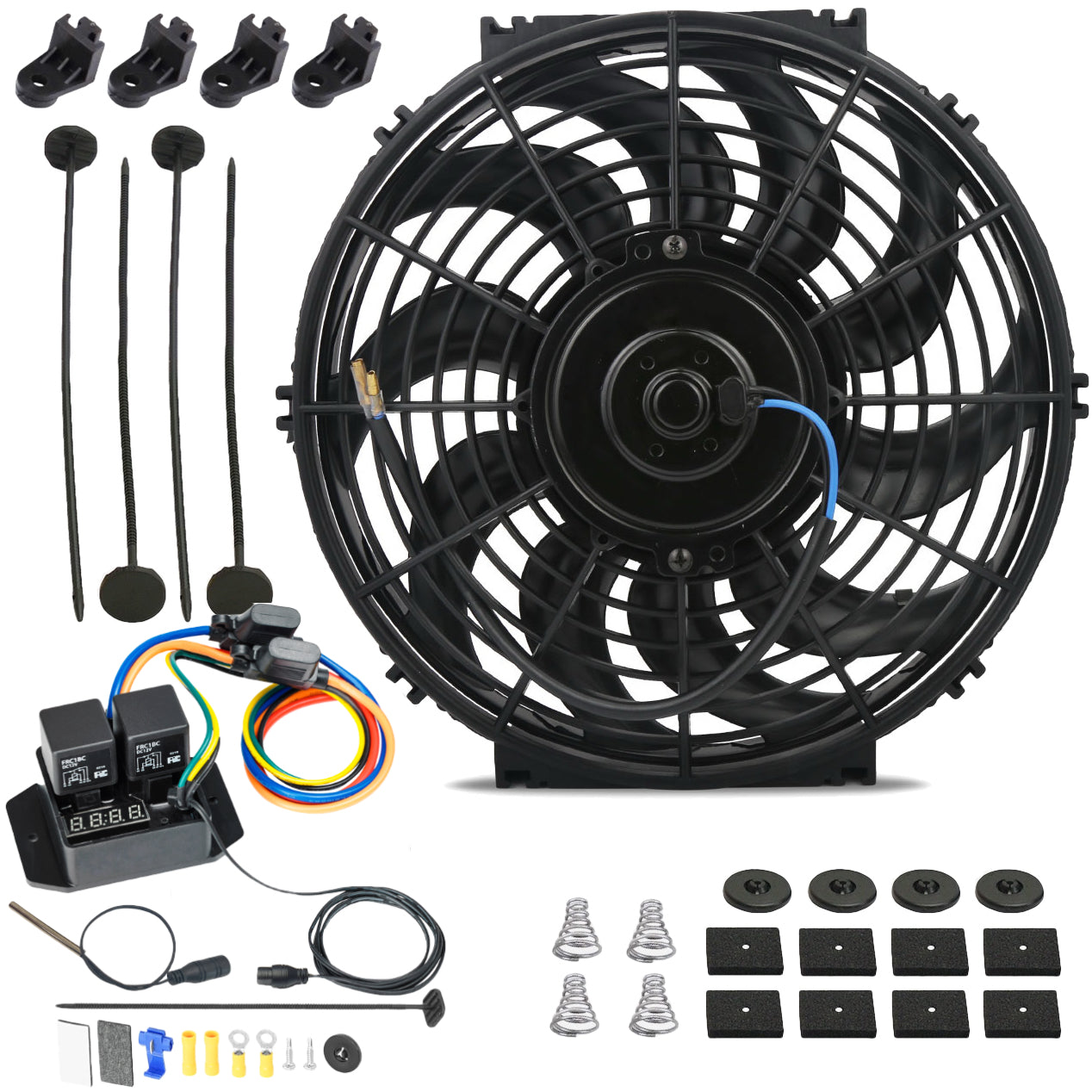 12-13 Inch Digital Adjustable Electric Fan with Radiator Fin Probe & Temperature Switch - Perfect for PC Cooling, Home Office, and Server Rooms