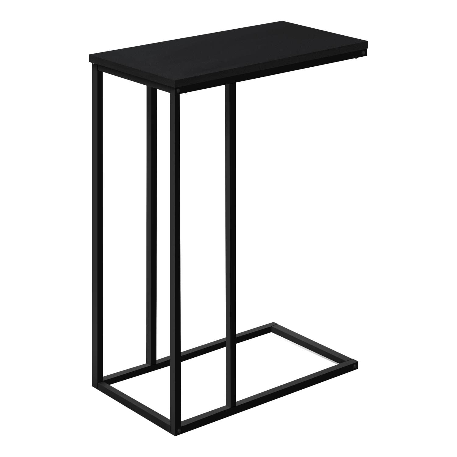 Monarch Specialties I 3761 Black C-Shaped Accent Table - Modern End Table, Side Table, Snack Table for Living Room & Bedroom - Durable Metal & Laminate Contemporary Design - Perfect for Small Spaces, Reading Nooks & Coffee Stations
