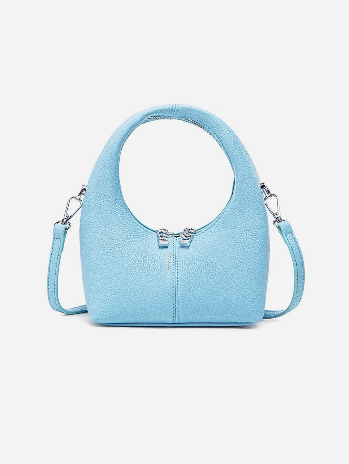 Vegan Leather Crossbody Bag for Women - Light Blue Pebbled Circle Purse | Perfect for Casual Outings, Travel & Everyday Use