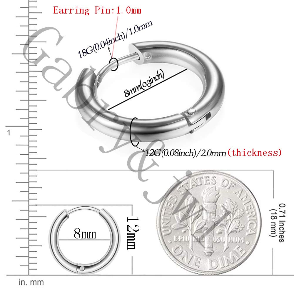Hypoallergenic 316L Surgical Stainless Steel Huggie Hoop Earrings - 6mm 8mm 10mm 11mm 12mm 14mm Cartilage Helix Lobes Earrings for Men & Women - Perfect for Everyday Wear, Work, Parties and Gifts