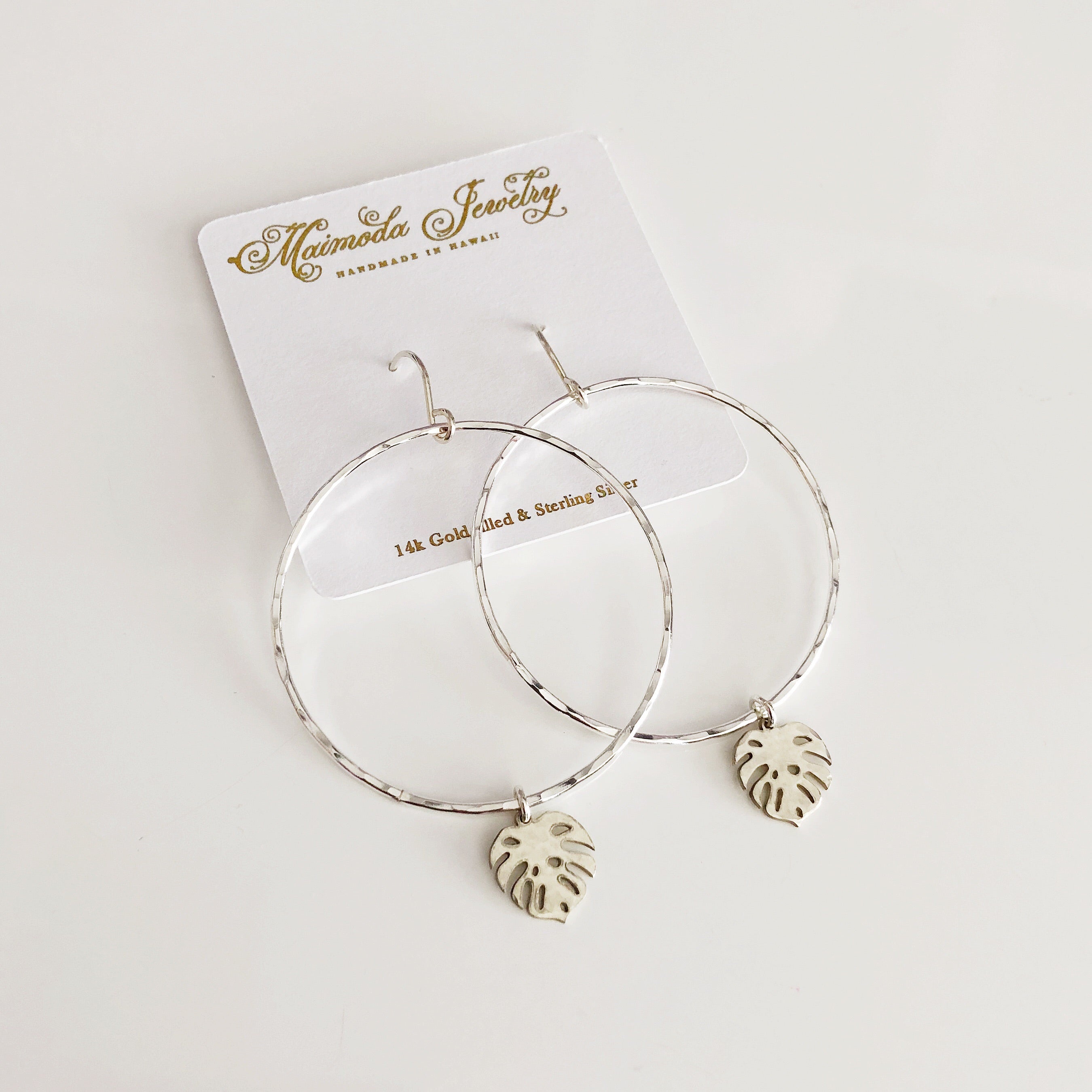 Monstera Leaf Hoop Earrings for Women - Gold Plated Dangle Earrings with Unique Tropical Design - Perfect for Boho, Summer, and Vacation Outfits
