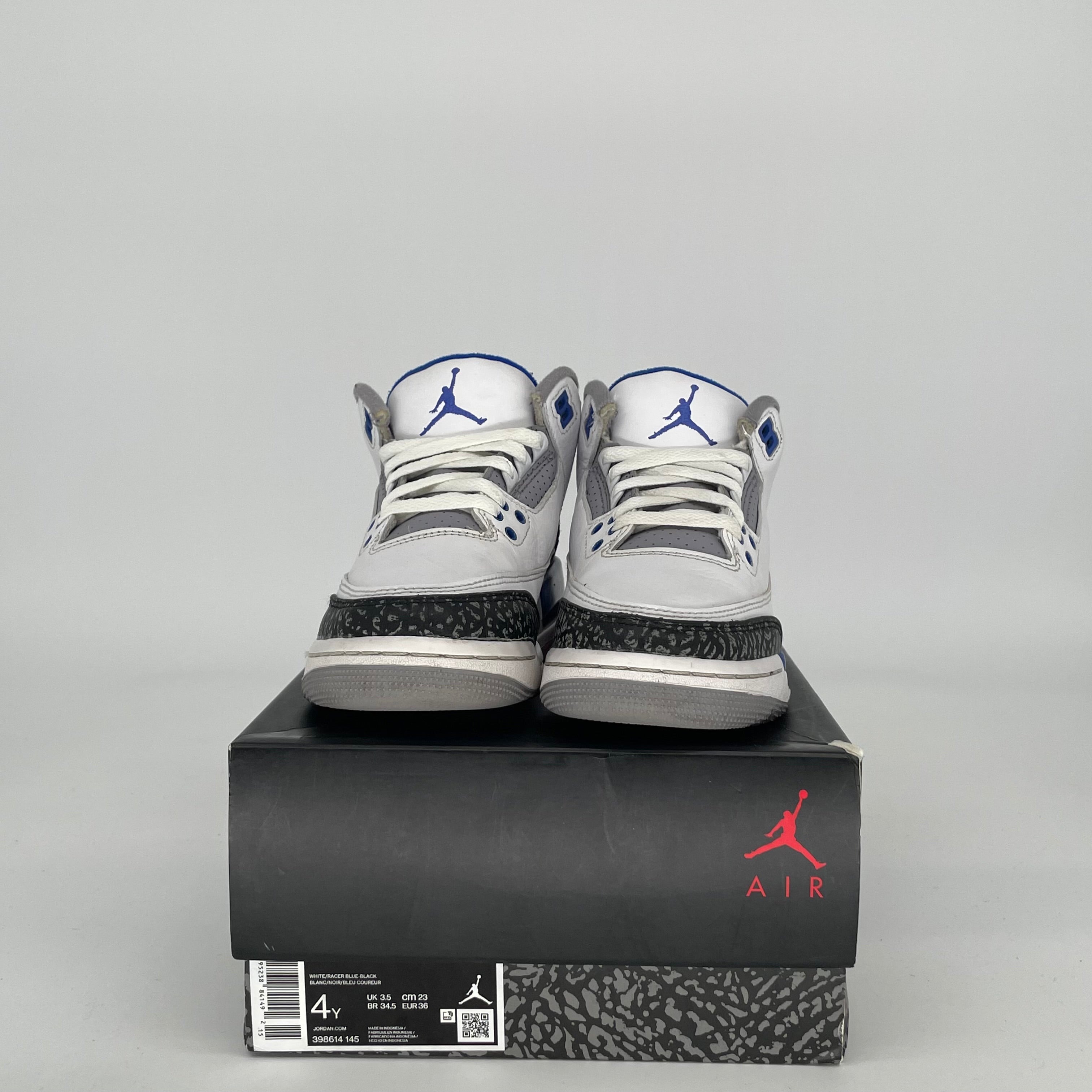 AIR JORDAN 3 Racer Blue Sneakers - Size 4Y (398614-145) - Men's Basketball Shoes for Running & Casual Wear