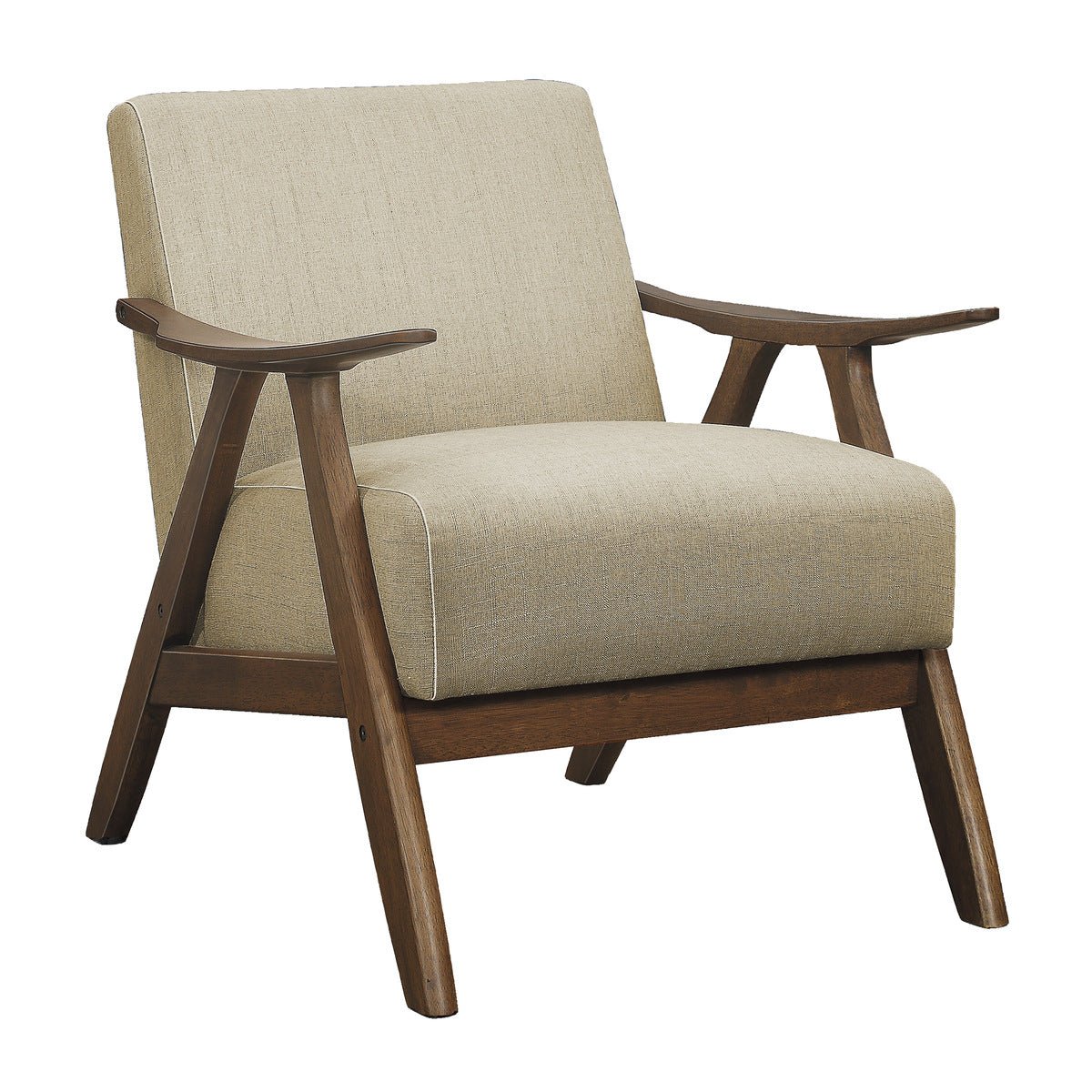 Damala Beige Accent Chair - Modern Upholstered Lounge Chair for Living Room, Bedroom & Office - Comfortable Reading Chair with Sturdy Metal Legs