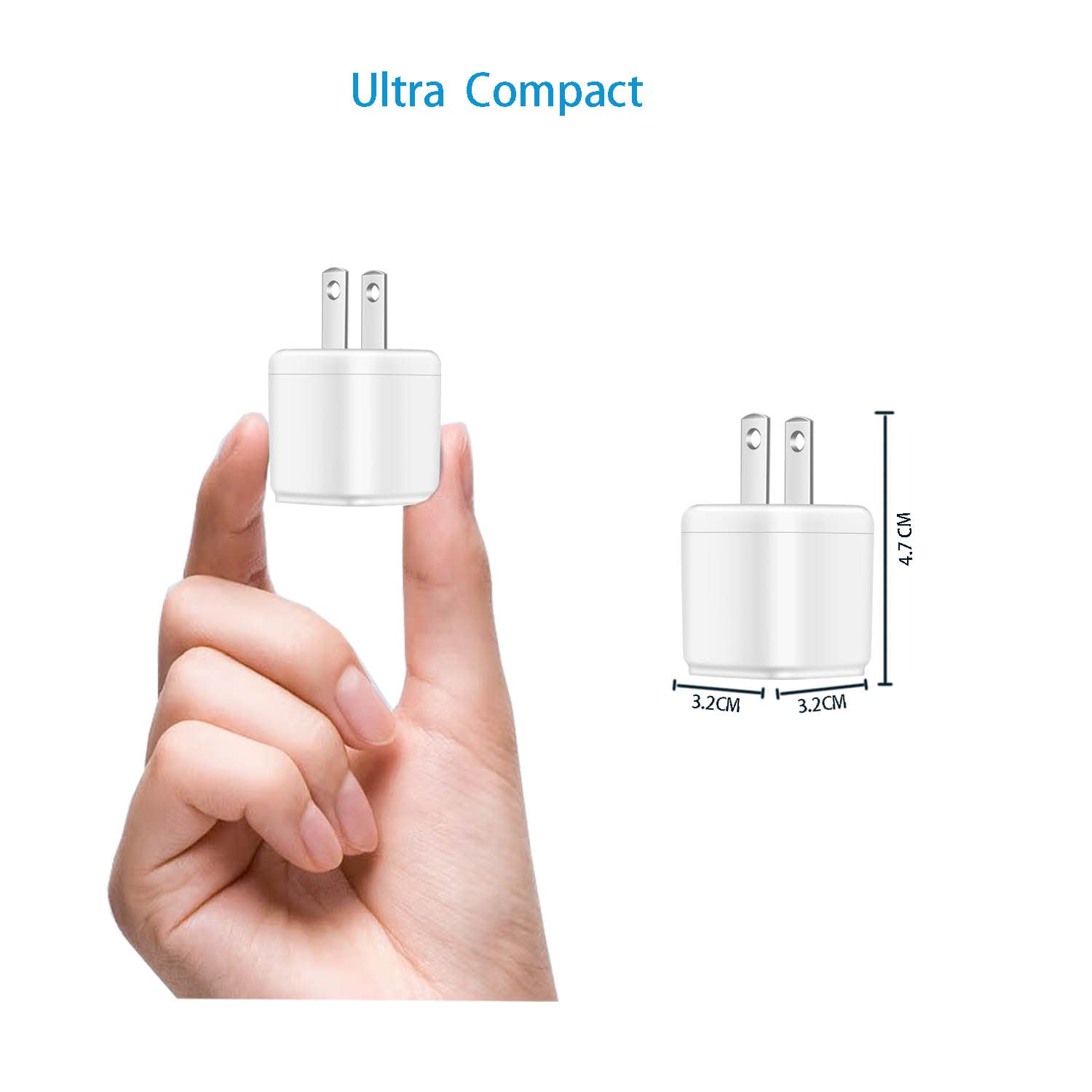 3-Pack Fast USB Wall Charger 5V/1A - Compact Power Adapter Cube for iPhone, iPad, iPod, Apple Watch, Android Phones, Tablets & More - Perfect for Home, Office & Travel Charging Needs