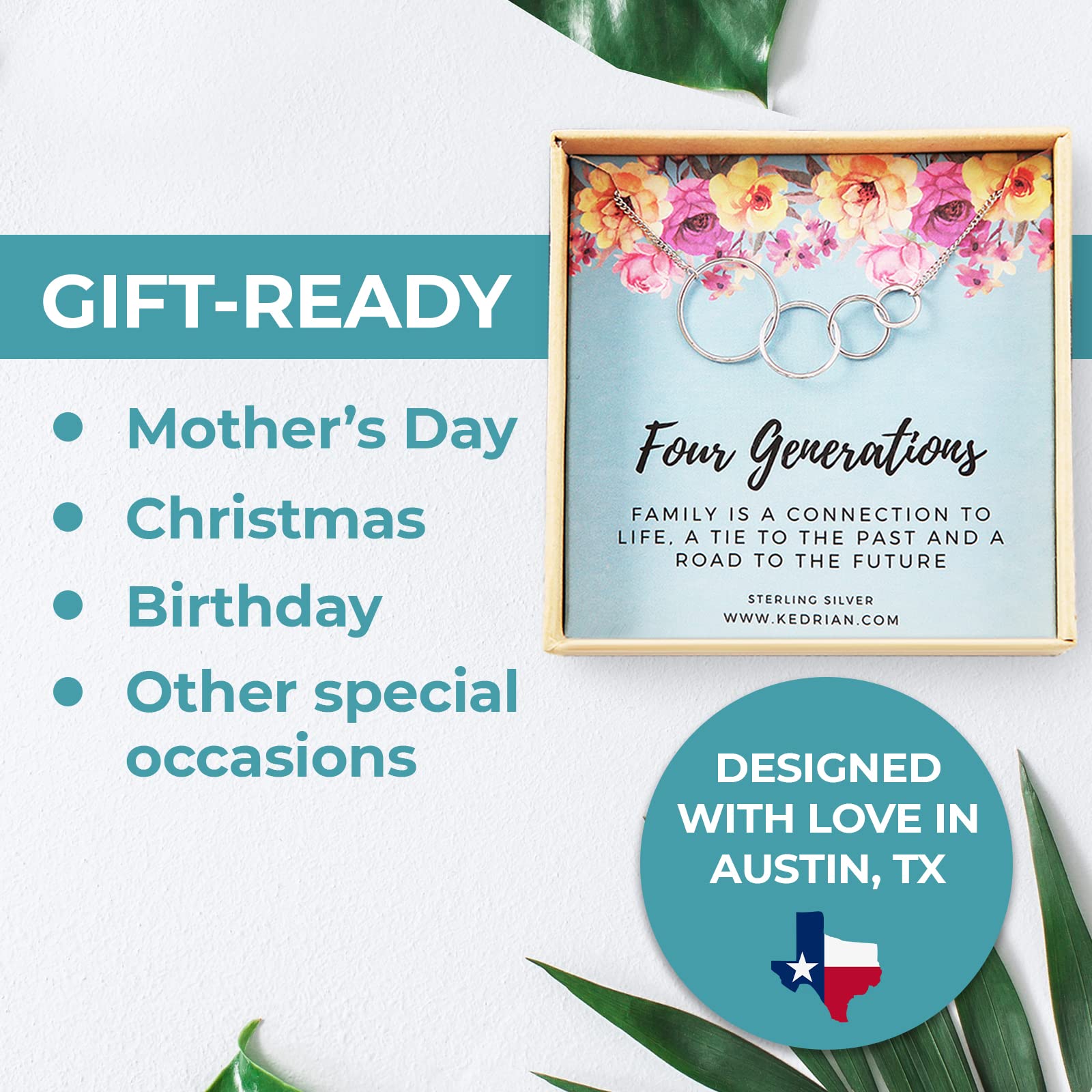 KEDRIAN 925 Sterling Silver Aunt Necklace - Best Gift for Aunt from Niece & Nephew, Mother's Day Jewelry - Perfect for Birthdays, Holidays & Special Occasions