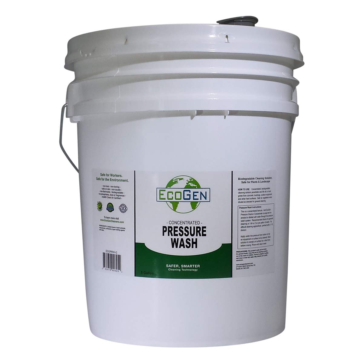 EcoGen ECOPRW-B 5 Gallon Pressure Washer Cleaner Concentrate - Heavy Duty Outdoor Cleaning Solution for Driveways, Decks, and Patios