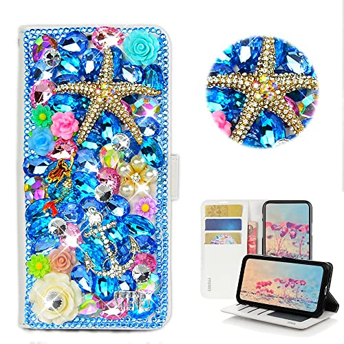 Navy Blue, Starfish Mermaid Anchor Flowers