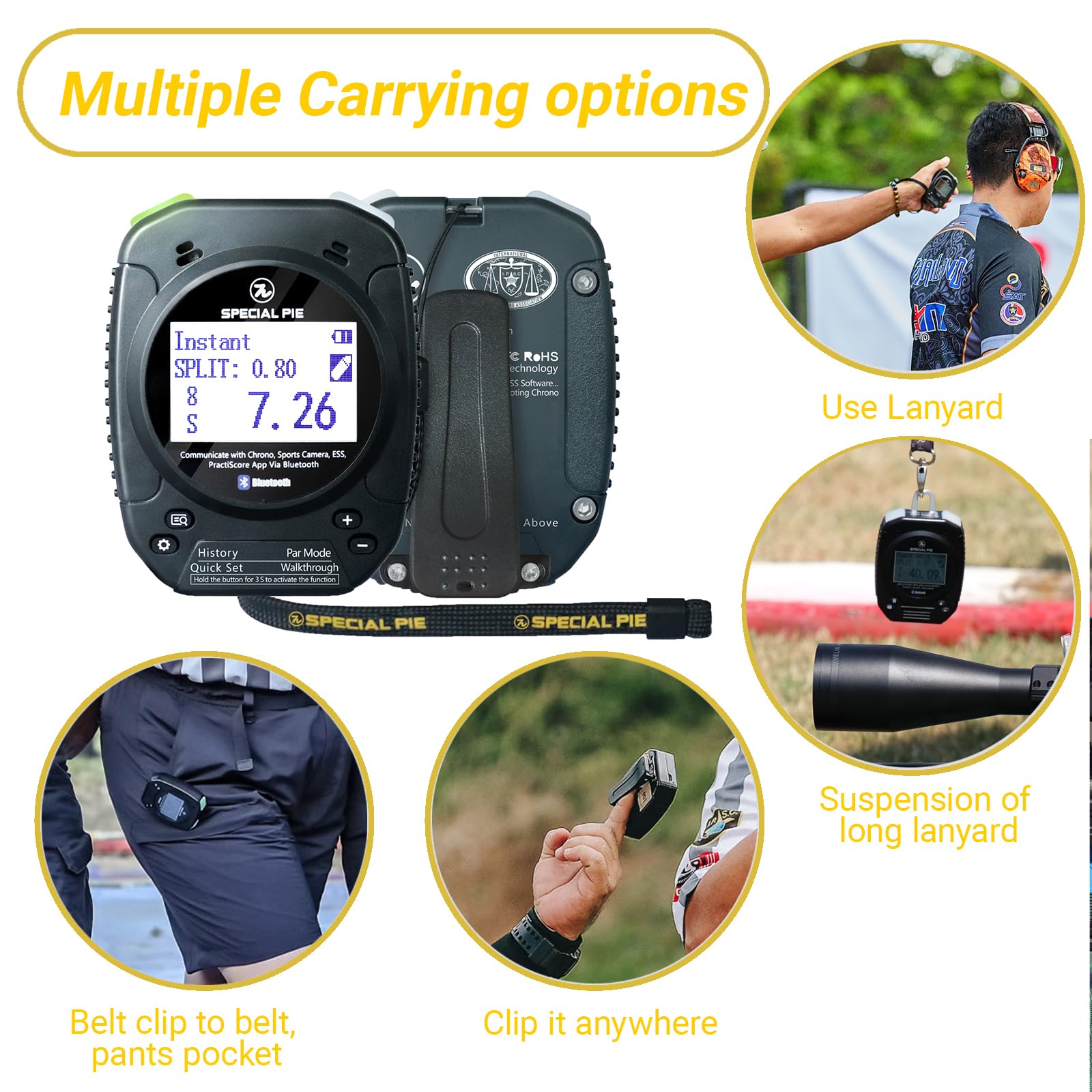 Competition Shooting Timer with Belt Clip - IPSC, USPSA, APSC, IDPA Approved - Precision Shot Timer for Firearm Training & Tactical Drills - Perfect for Range Practice, Competitive Shooting & Self-Defense Training