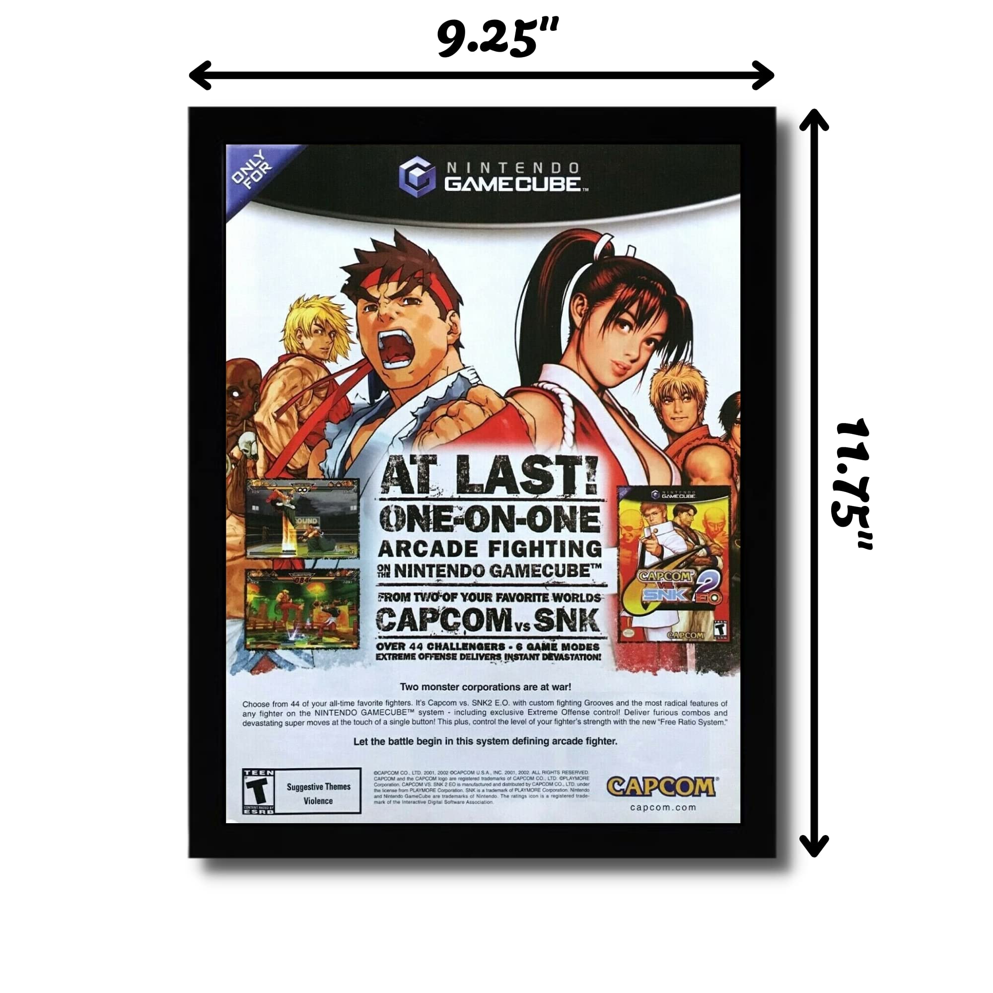 Capcom vs. SNK 2 EO Official Framed Poster - Gamecube & Xbox Video Game Wall Art - Perfect for Gaming Room Decor & Collector's Display