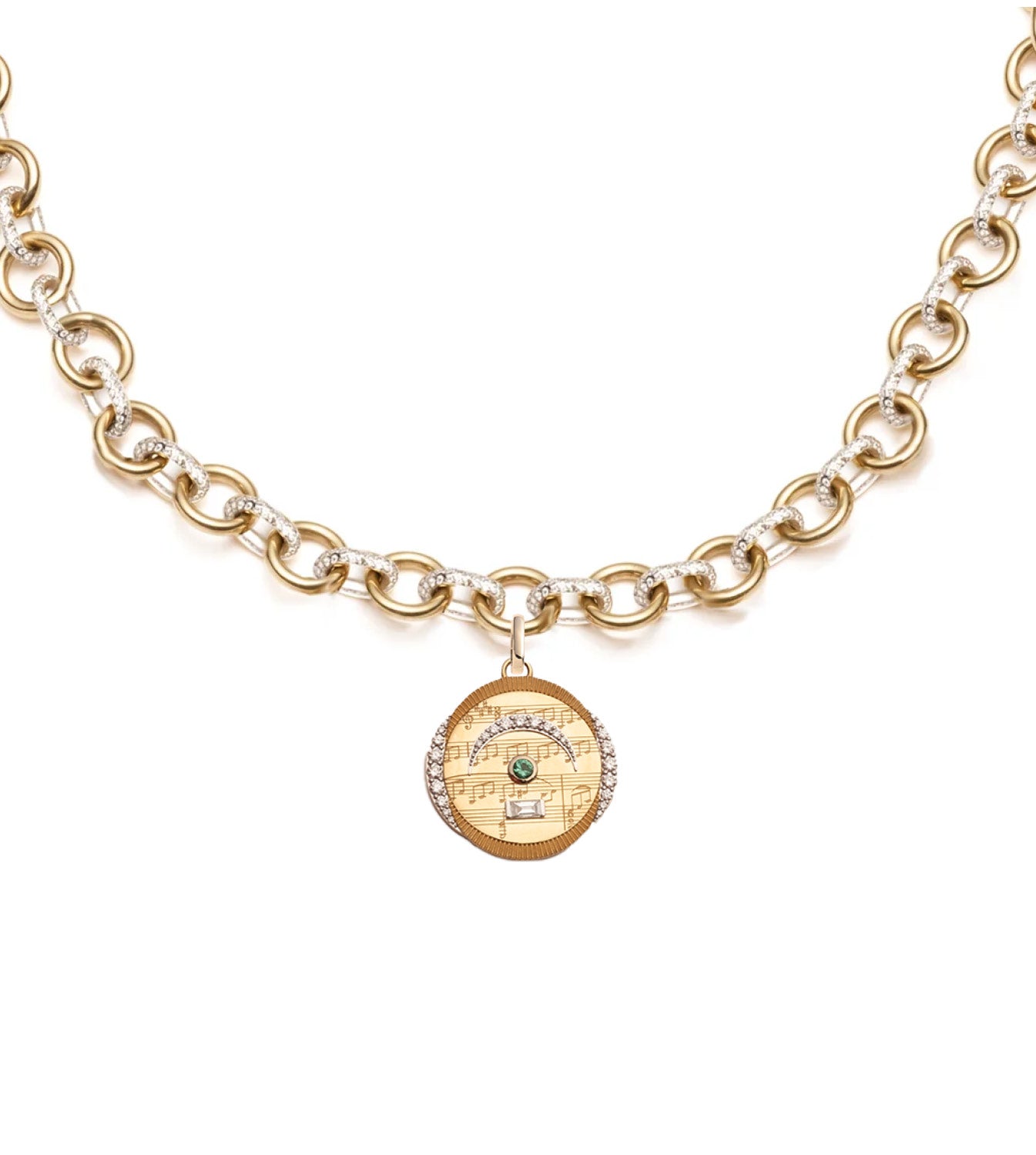 Pause Internal Compass Mixed Link Necklace - Elegant Pavé Jewelry for Women, Perfect for Everyday Wear, Date Nights & Special Occasions