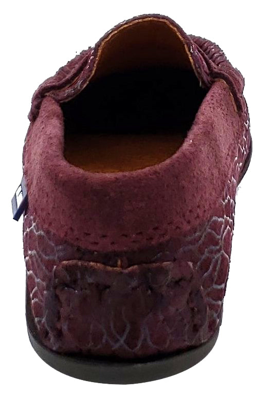 **Kids' Burgundy Suede Penny Loafers with Embellishments - Atlanta Moccasin Style for Boys & Girls - Perfect for School, Parties & Casual Wear**