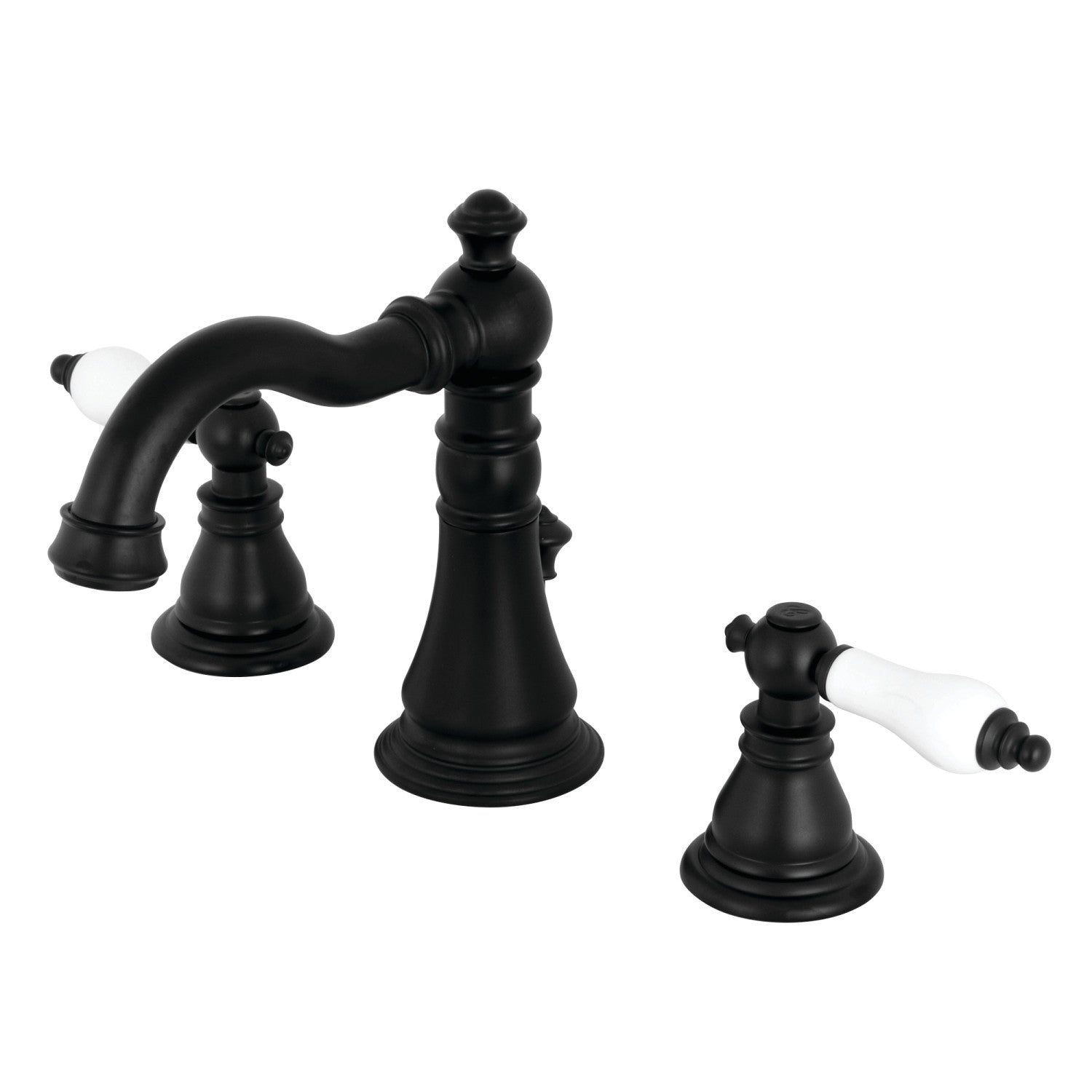 American Patriot FSC1970APL Matte Black Widespread Bathroom Faucet with Brass Pop-Up Drain - 3 Hole Deck Mount Two Handle Design for Modern Bathrooms | Perfect for Vanity Sinks and Powder Rooms