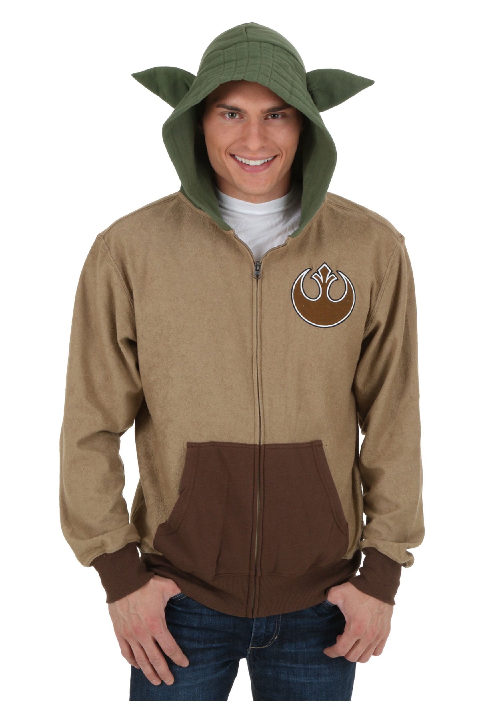 Star Wars Yoda Men's Costume Hoodie - Jedi Master Cosplay, Halloween Costume, Movie Character Apparel for Fans & Collectors