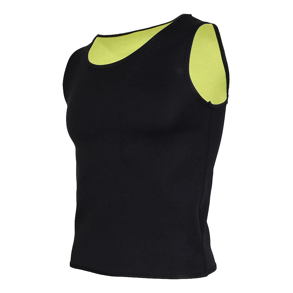 Newmind Men's Waist Trainer Vest - Neoprene Corset Body Shaper for Weight Loss, Sauna & Workout - Black & Yellow, XL - Perfect for Gym, Postpartum Recovery & Tummy Control