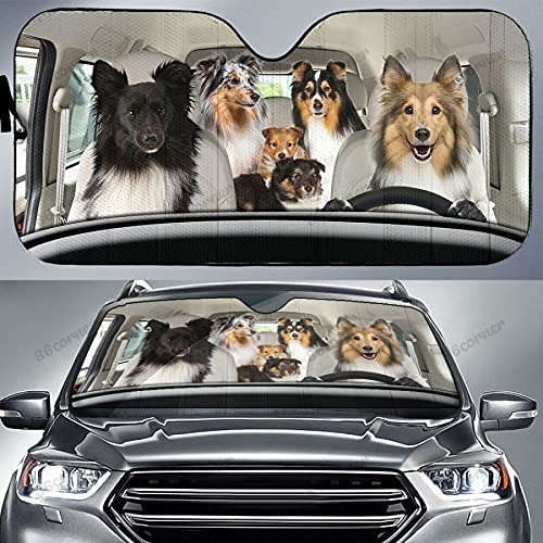 **Shetland Sheepdog 3D Car Sunshade – UV & Heat Protection Windshield Visor – Durable Auto Accessory for Shetland Sheepdog Lovers – Perfect Gift for Pet Owners – Ideal for Summer Road Trips & Parking**