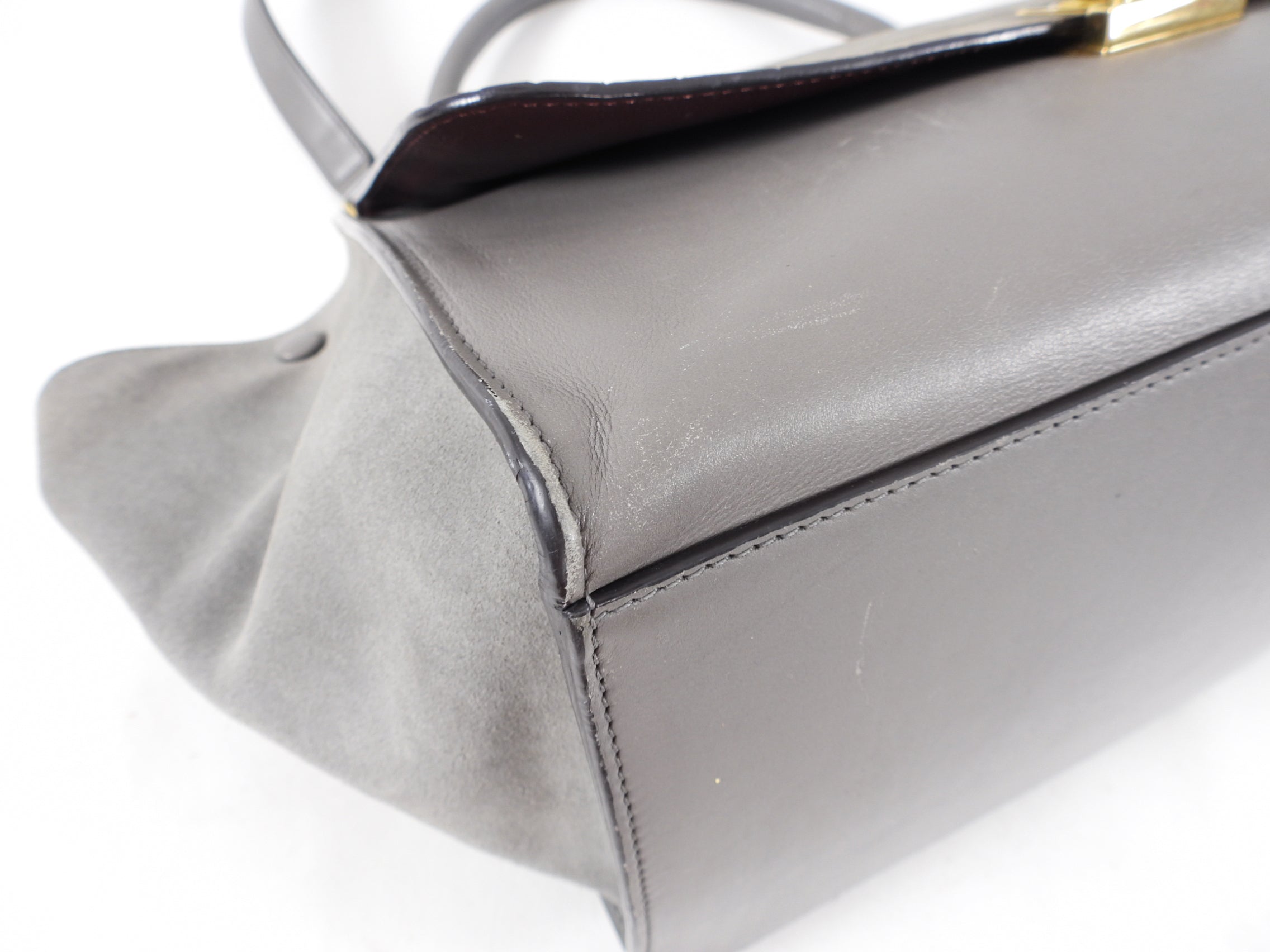 Celine Trapeze Medium Shoulder Bag in Taupe - Genuine Leather & Suede Crossbody Purse for Women | Perfect for Work, Travel & Everyday Use