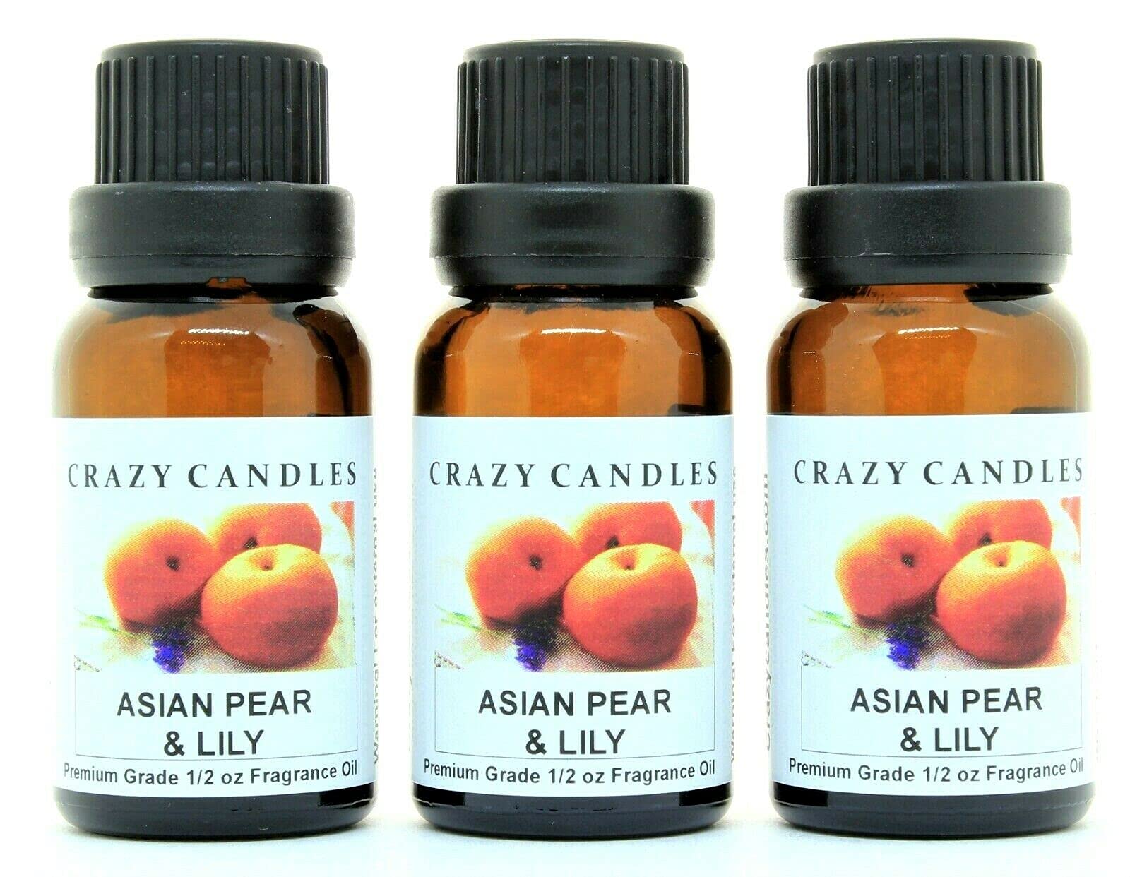 Premium Asian Pear & Lily Scented Fragrance Oil - 3 Pack (15ml/0.5oz Each) - Aromatherapy, Diffuser, Candle Making, Soap & Lotion Crafting