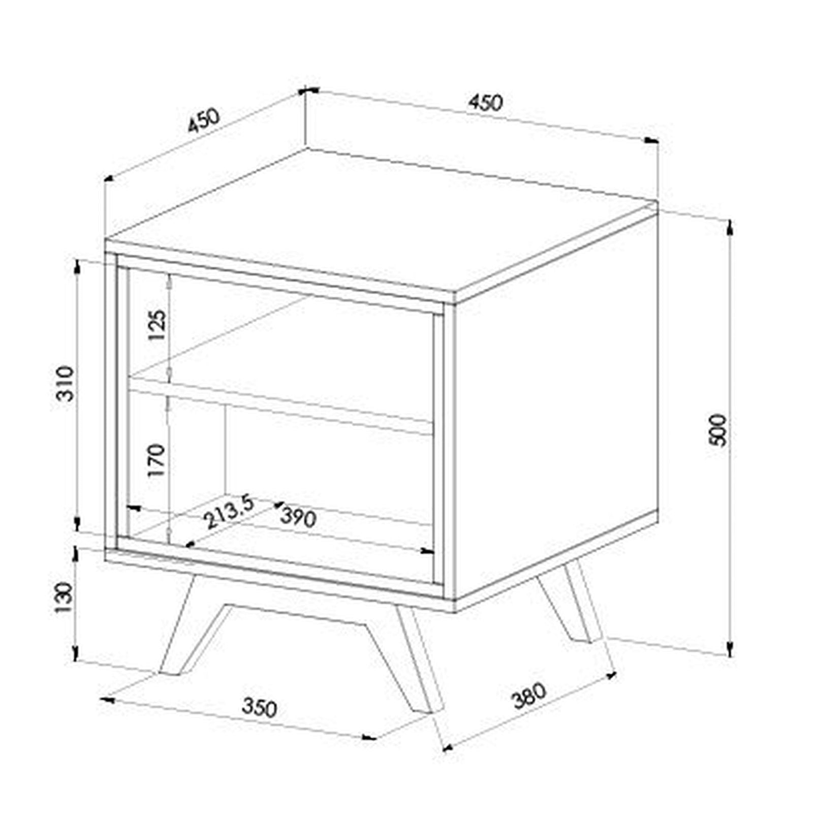 Criterion Tuscany End Table - 450mm White Oak Wood Nightstand for Living Room, Bedroom & Office Furniture