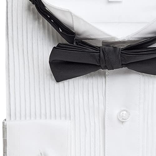 Isaac Mizrahi Boys' 100% Cotton Formal Tuxedo Shirt with Button Cuff, French Cuff & Wing Tip Collar - Includes Bowtie - Perfect for Weddings, Prom, Parties & Special Occasions