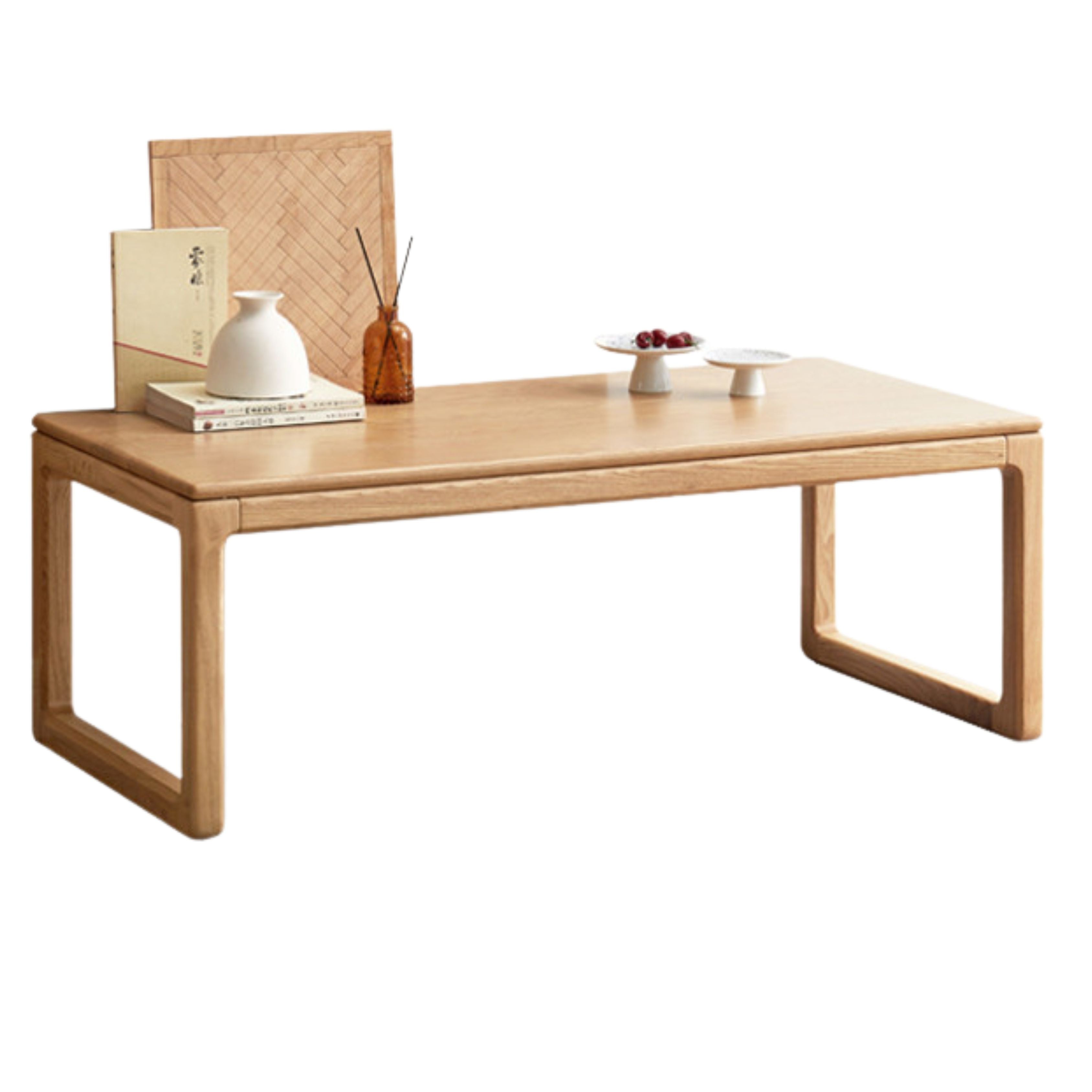 Japanese Style Solid Wood Tea Table - Oak, Black Walnut, Ash - Handcrafted Zen Coffee Table for Living Room, Meditation & Tea Ceremony