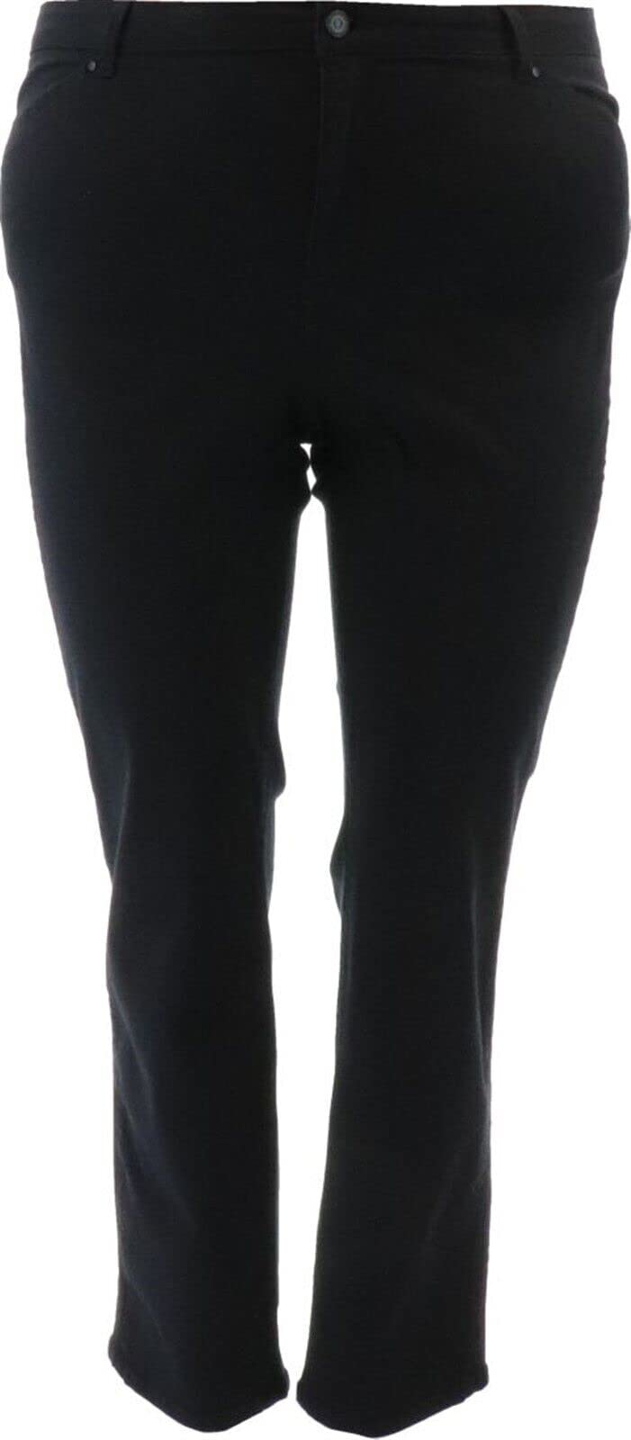 Susan Graver Stretch Twill Straight-Leg Jeans for Women - Black Size 8 | Comfortable & Flattering Fit | Perfect for Casual Wear, Office & Everyday Outfits