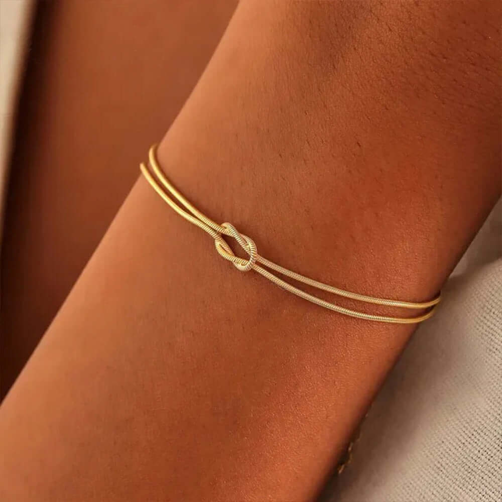 Bow Link Chain Matching Bracelet Set YS965 - Elegant Jewelry for Women, Perfect Gift for Valentine's Day, Anniversary & Special Occasions