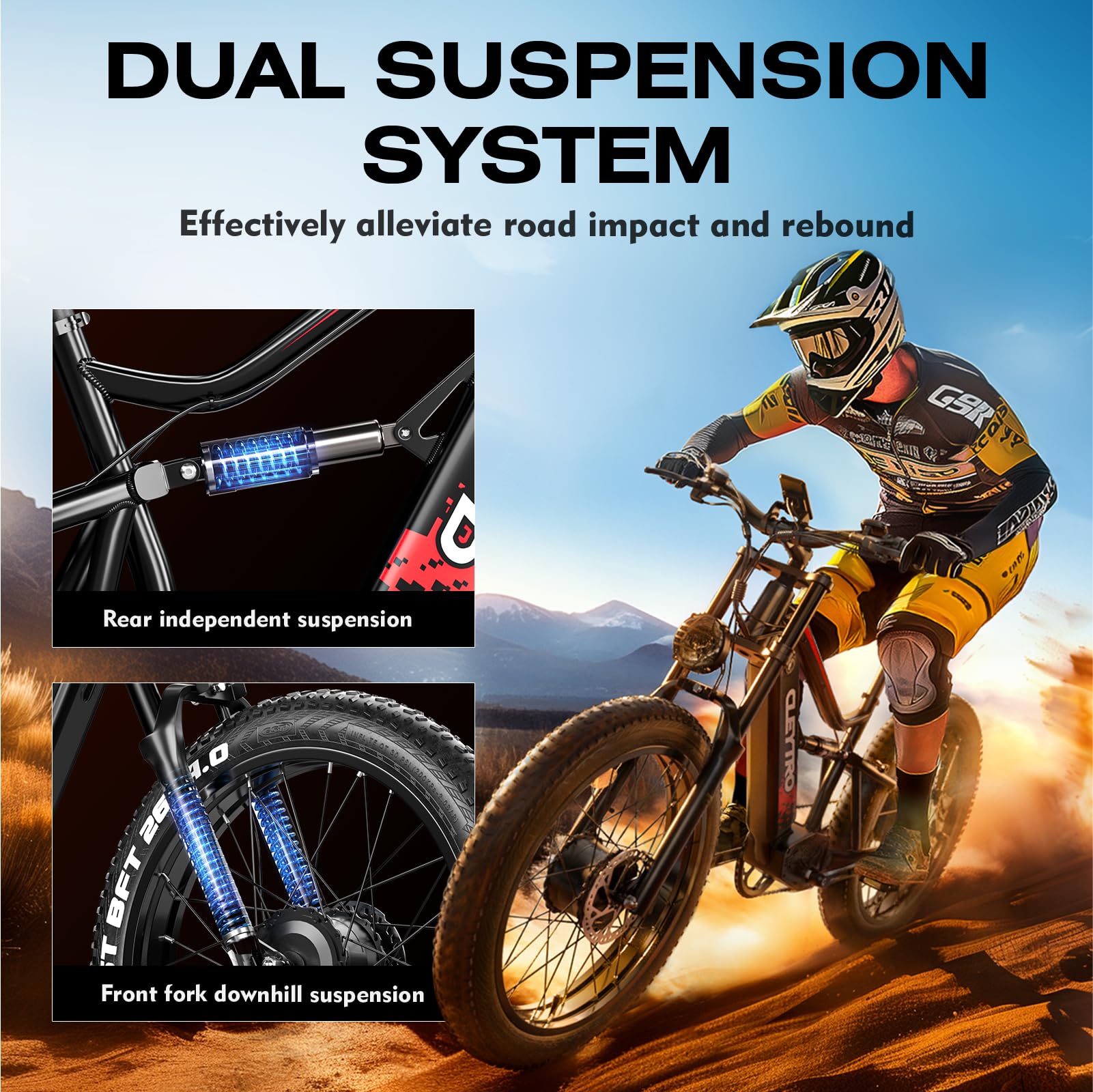 1500W/750W Electric Bike for Adults - 52V 21/19Ah Battery, 32-37MPH Speed, 30-60 Miles Range - 26