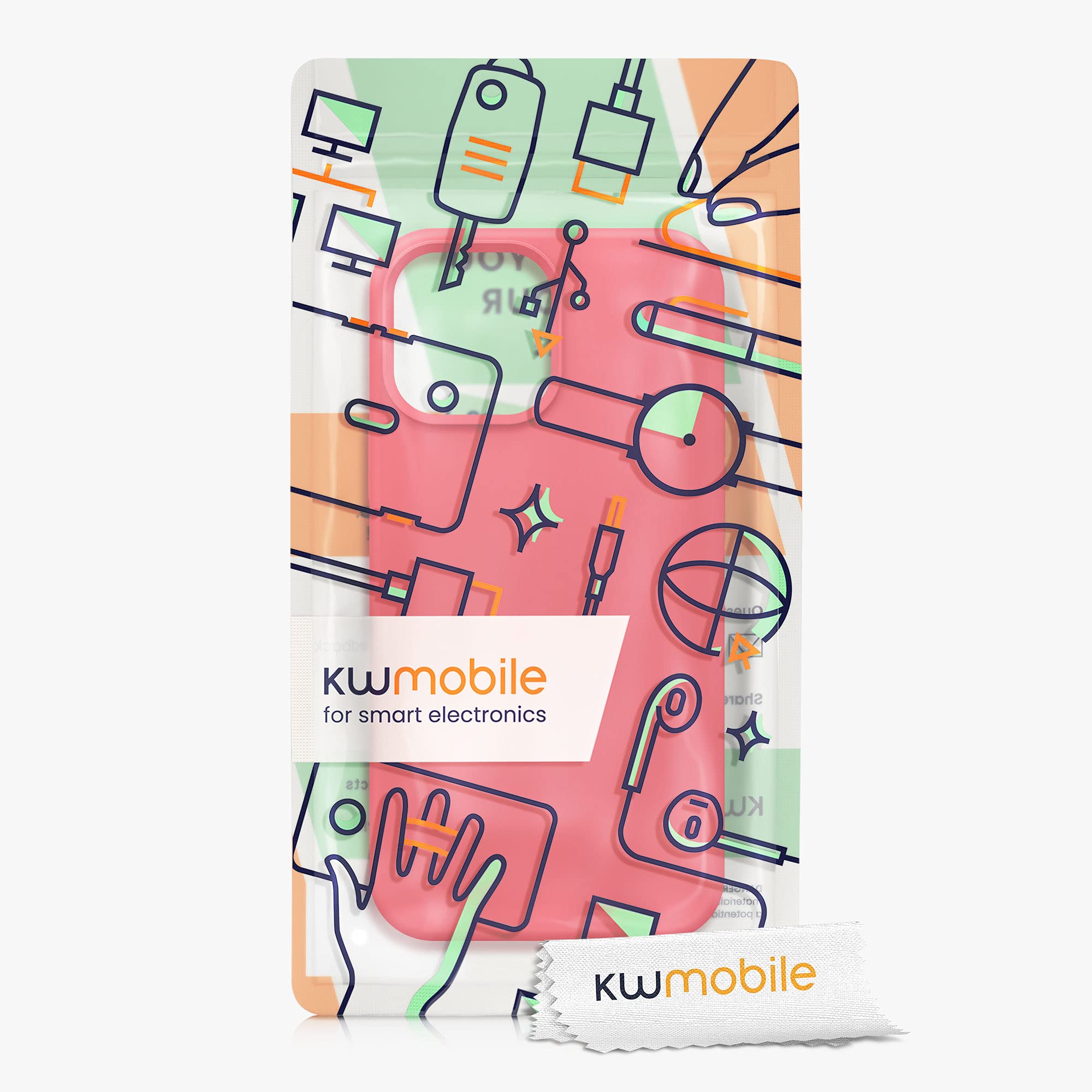 kwmobile Shockproof TPU Silicone Case for Apple iPhone 13 Pro Max - Soft Protective Phone Cover in Neon Coral - Perfect for Everyday Use, Travel & Outdoor Activities