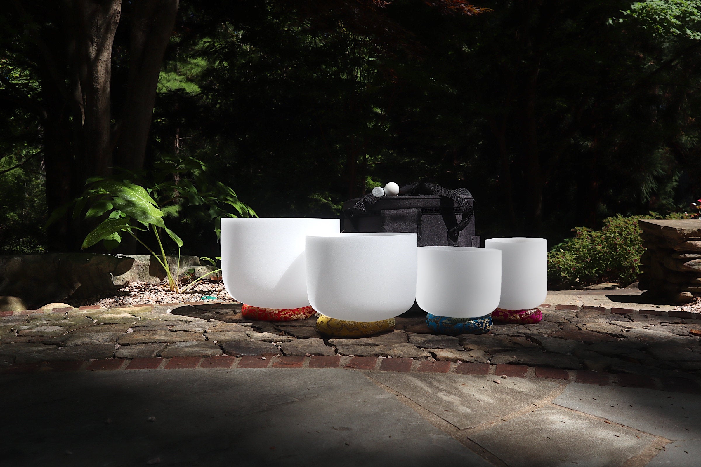 Myriad Melodies Frosted White Handpan Set - 432Hz Perfect Pitch (3 or 4 Piece) with Black Case, Mallet & Suede Striker | Meditation, Yoga & Sound Healing Instrument